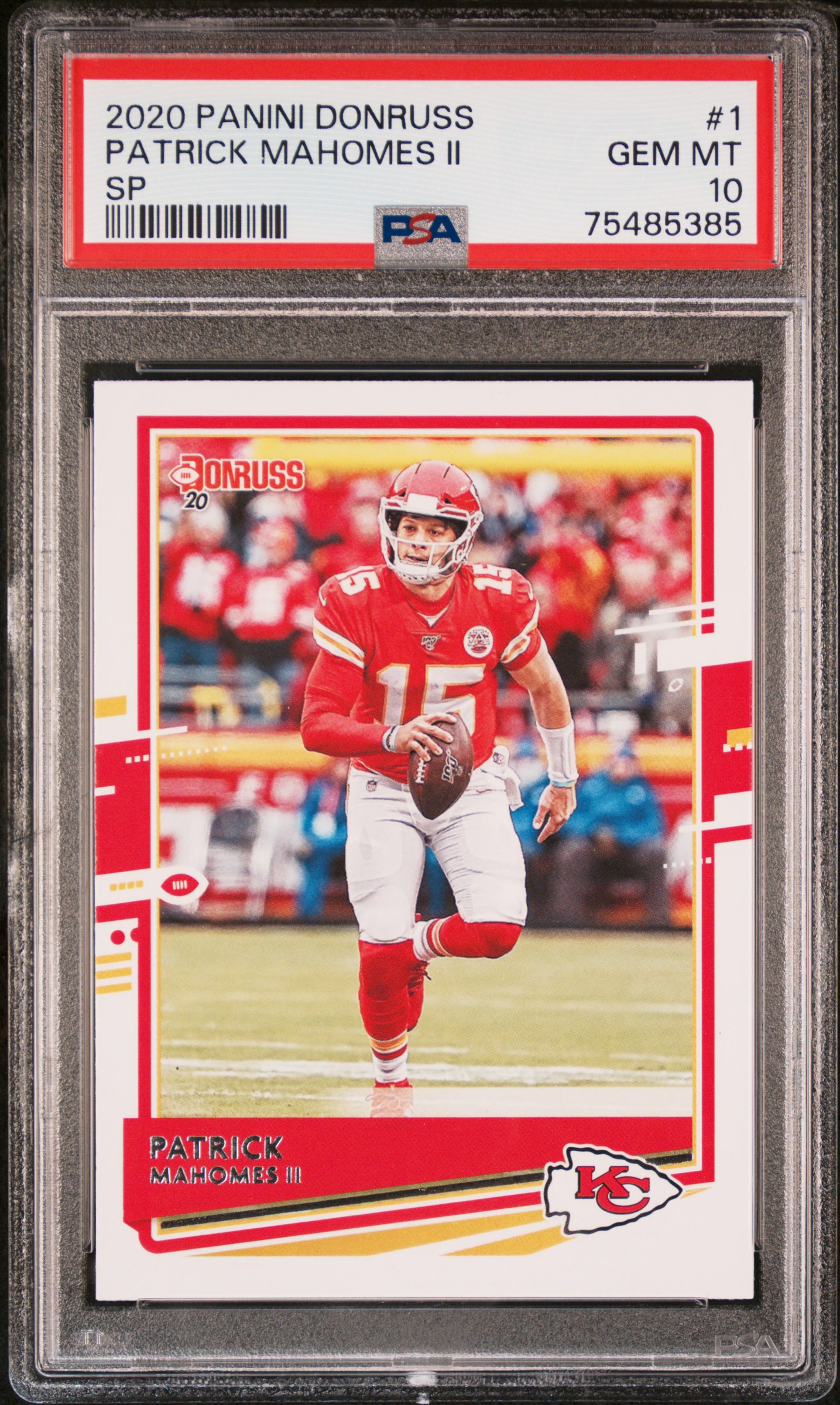 Patrick Mahomes 2020 Panini Donruss SP Football Card #1 Graded PSA 10