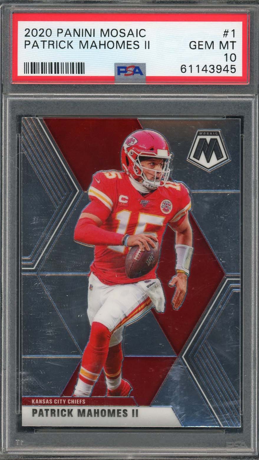 Patrick Mahomes 2020 Panini Mosaic Football Card #1 Graded PSA 10