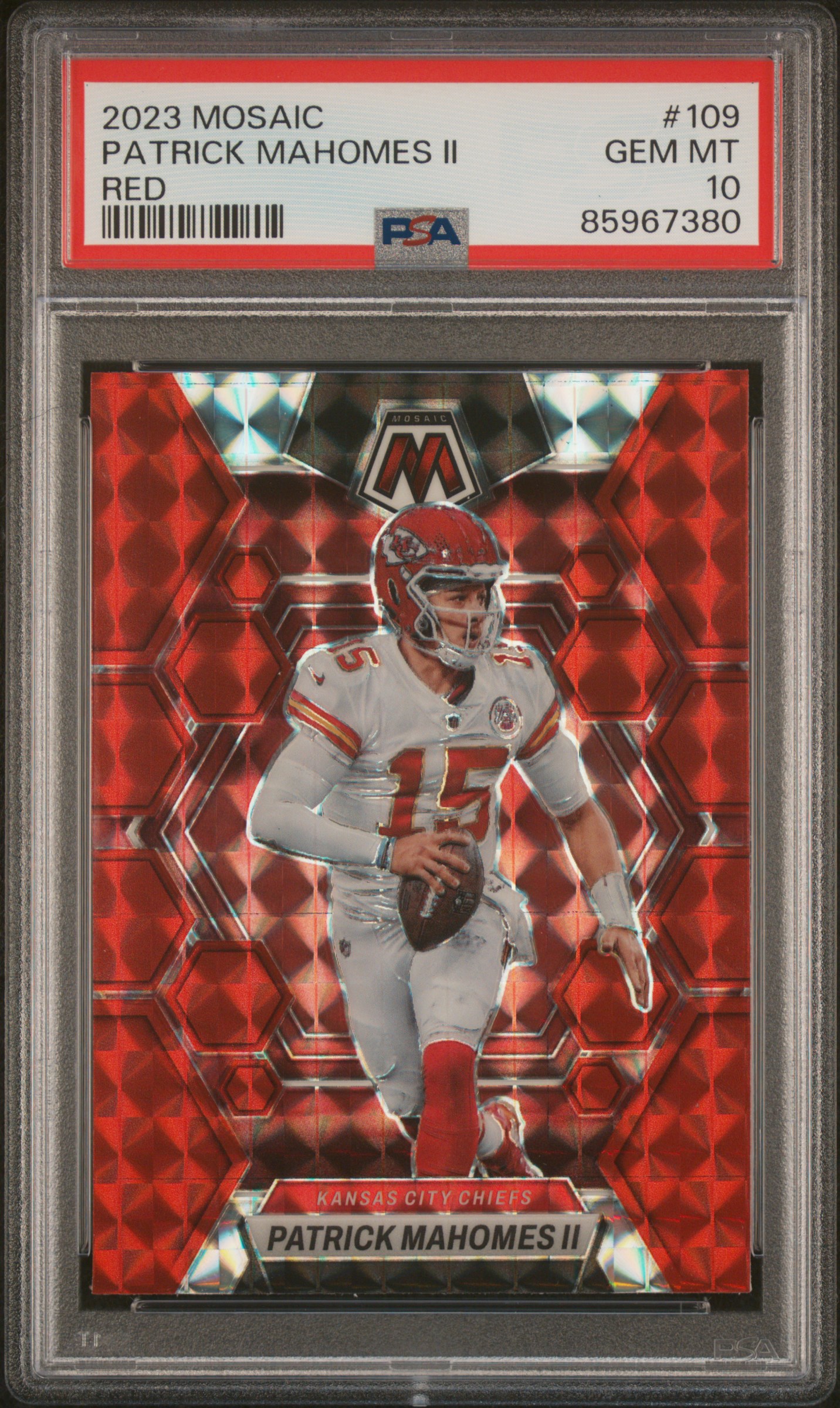 Patrick Mahomes 2023 Panini Mosaic Red Football Card #109 Graded PSA 10