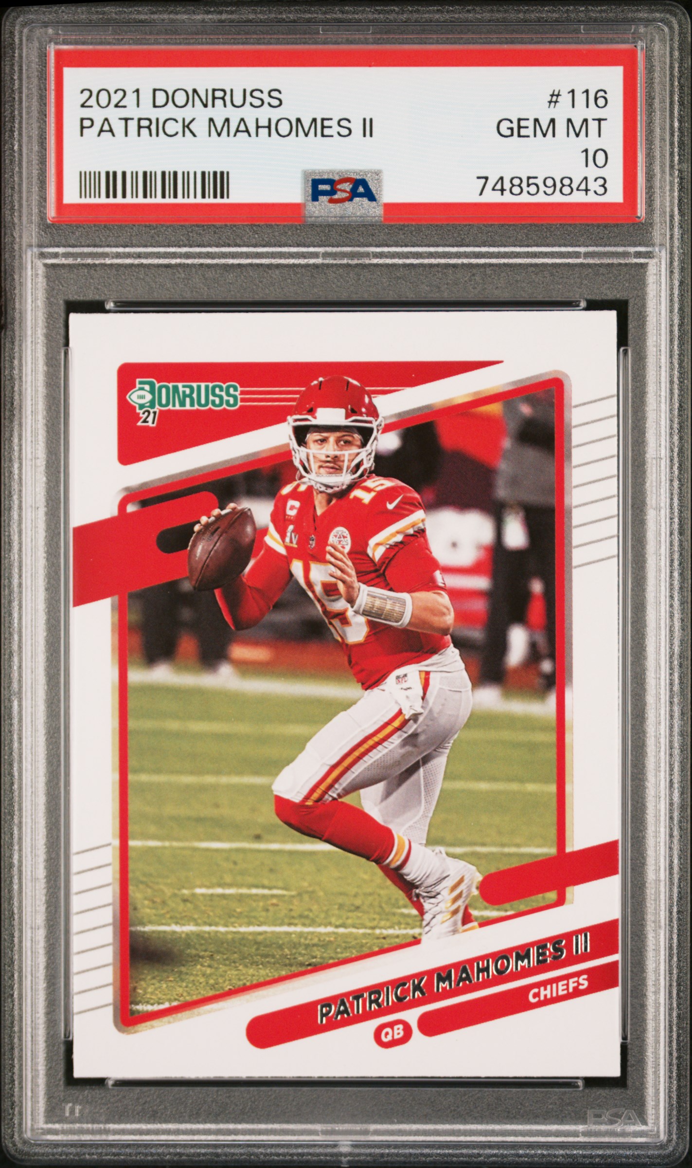 Patrick Mahomes 2021 Panini Donruss Football Card #116 Graded PSA 10
