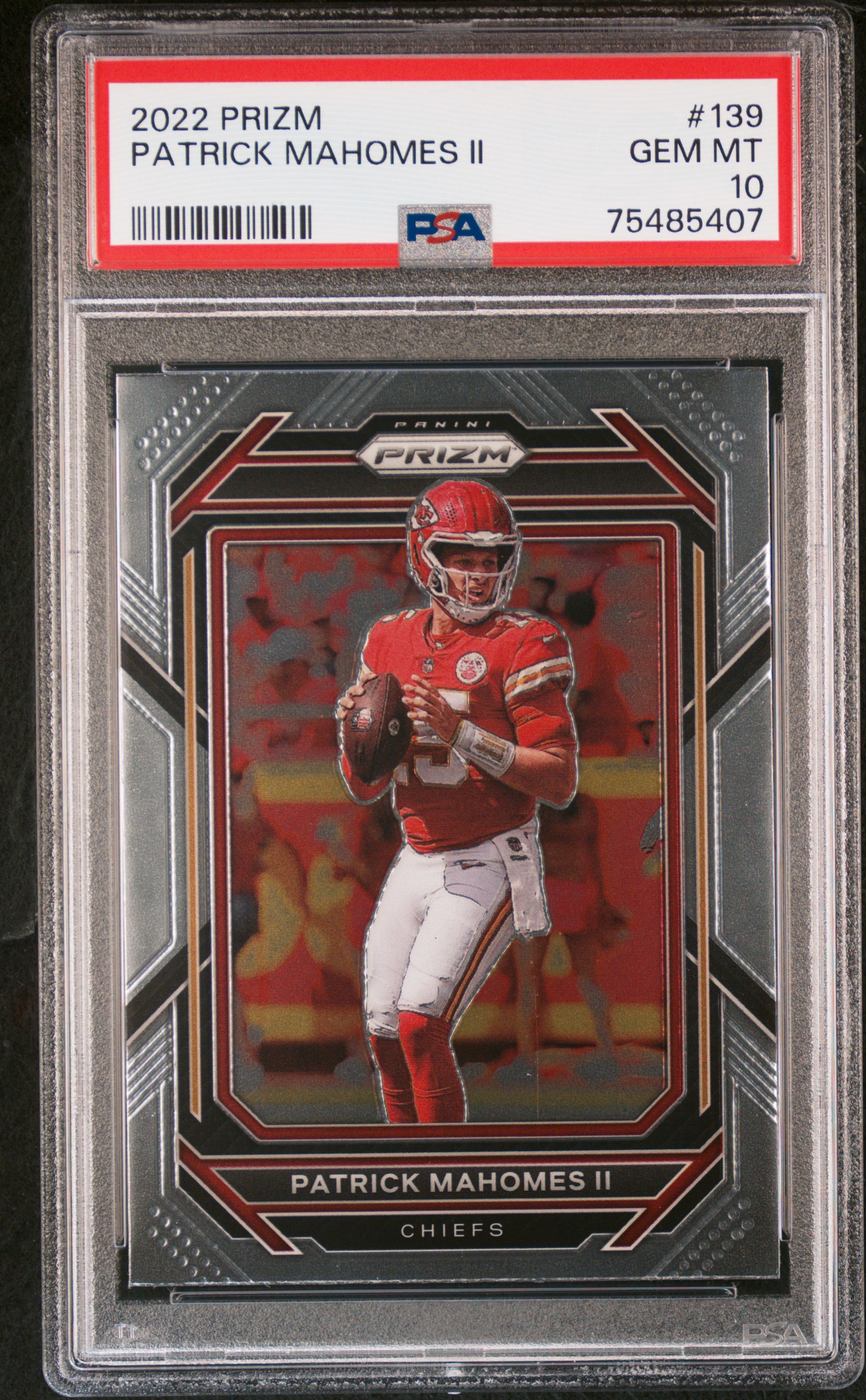 Patrick Mahomes 2022 Panini Prizm Football Card #139 Graded PSA 10