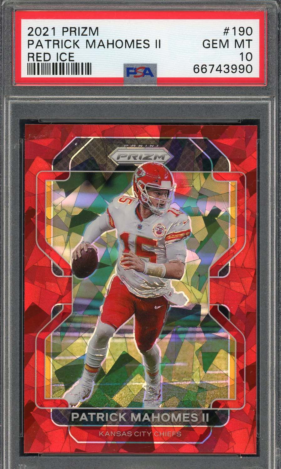 Patrick Mahomes 2021 Panini Prizm Red Ice Football Card #190 Graded PSA 10