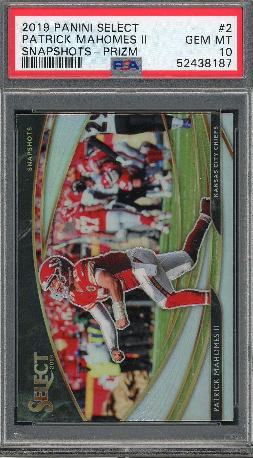 Patrick Mahomes 2020 Panini Select Snapshots Prizm Football Card #2 PSA 10 Patrick Mahomes 2020 Panini Select Snapshots Prizm Football Card #2 PSA 10