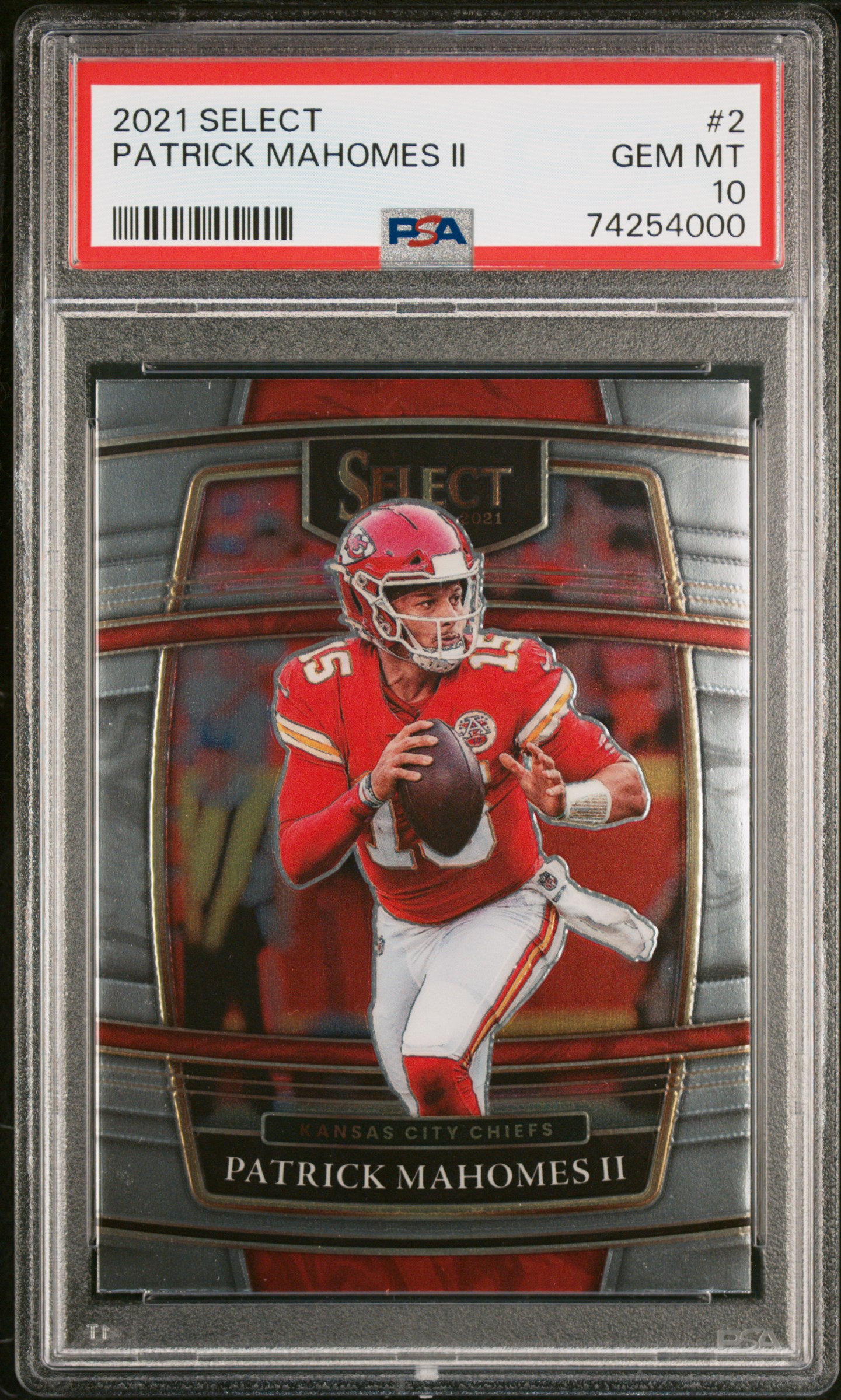 Patrick Mahomes 2021 Panini Select Football Card #2 Graded PSA 10