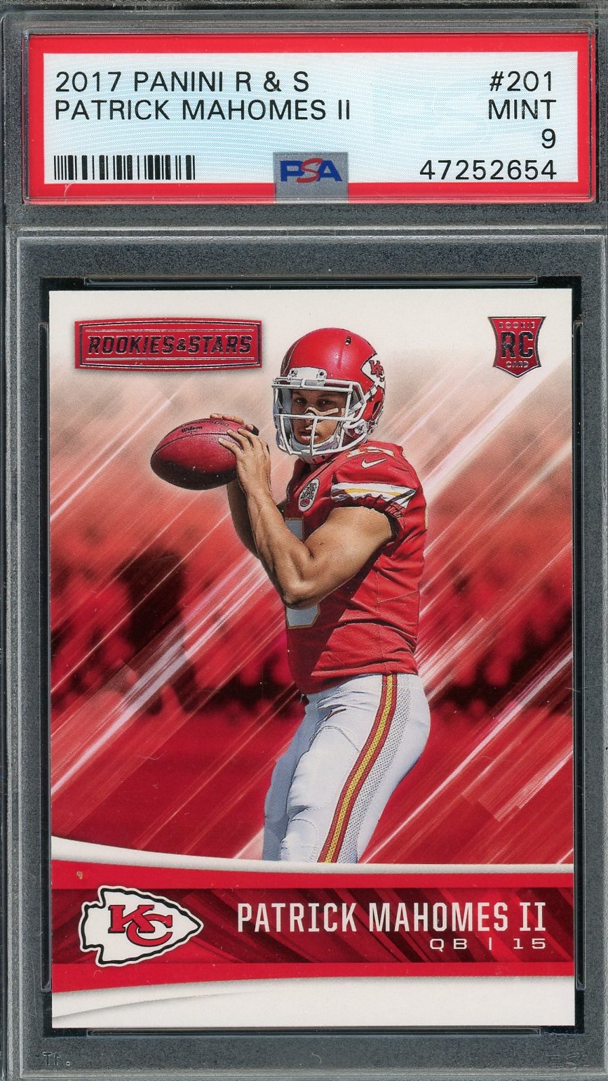 Patrick Mahomes 2017 Panini R&S Football Rookie Card #201 Graded PSA 9