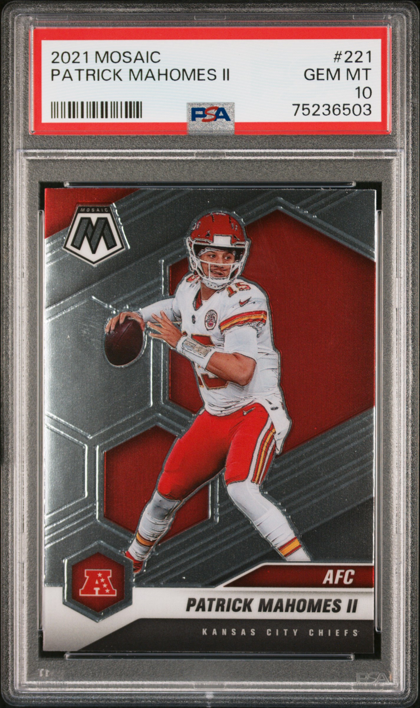 Patrick Mahomes 2021 Panini Mosaic Football Card #221 Graded PSA 10