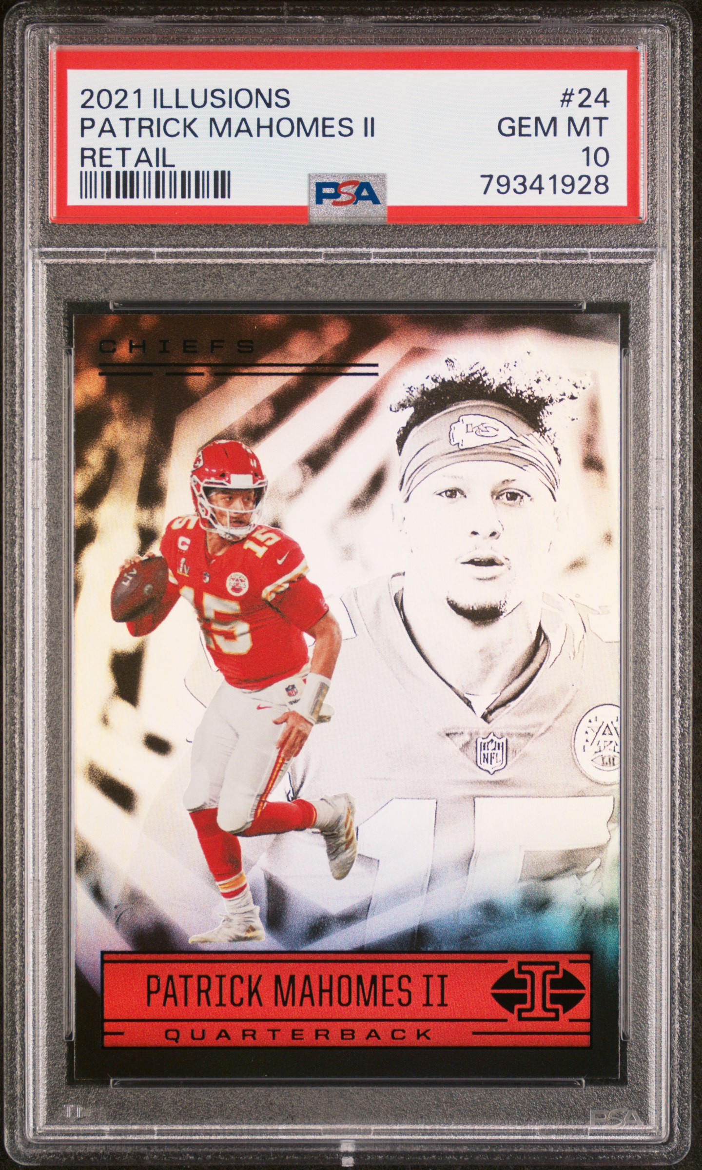 Patrick Mahomes 2021 Panini Illusions Retail Football Card #24 Graded PSA 10