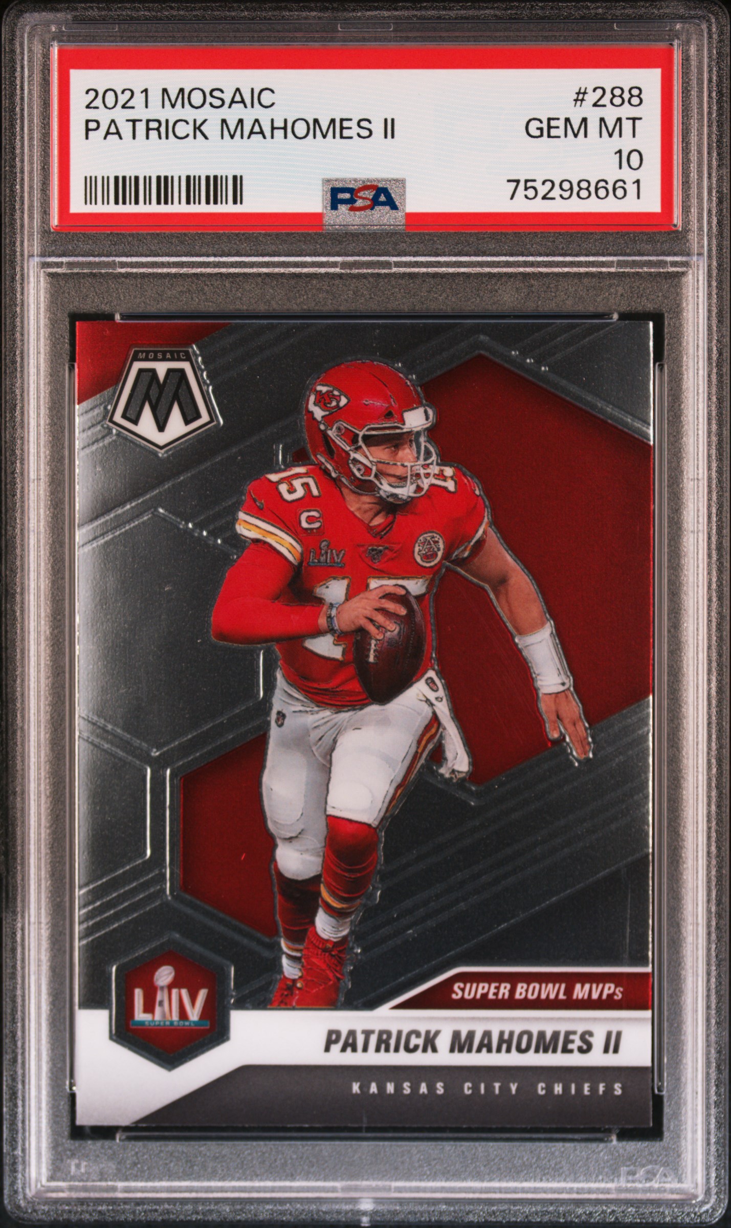 Patrick Mahomes 2021 Panini Mosaic Football Card #288 Graded PSA 10