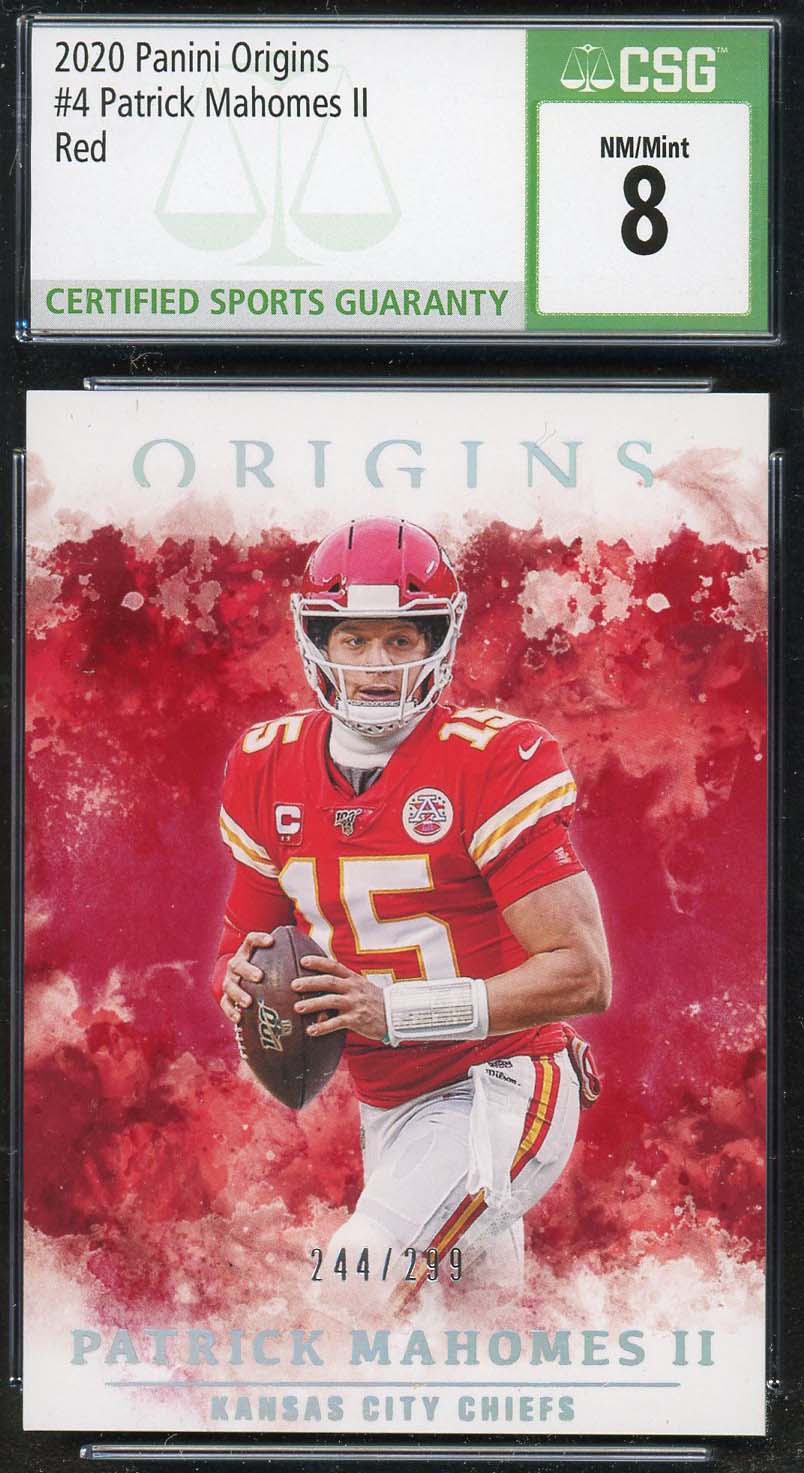 Patrick Mahomes 2020 Panini Origins Red Football Card #4 PSA 8
