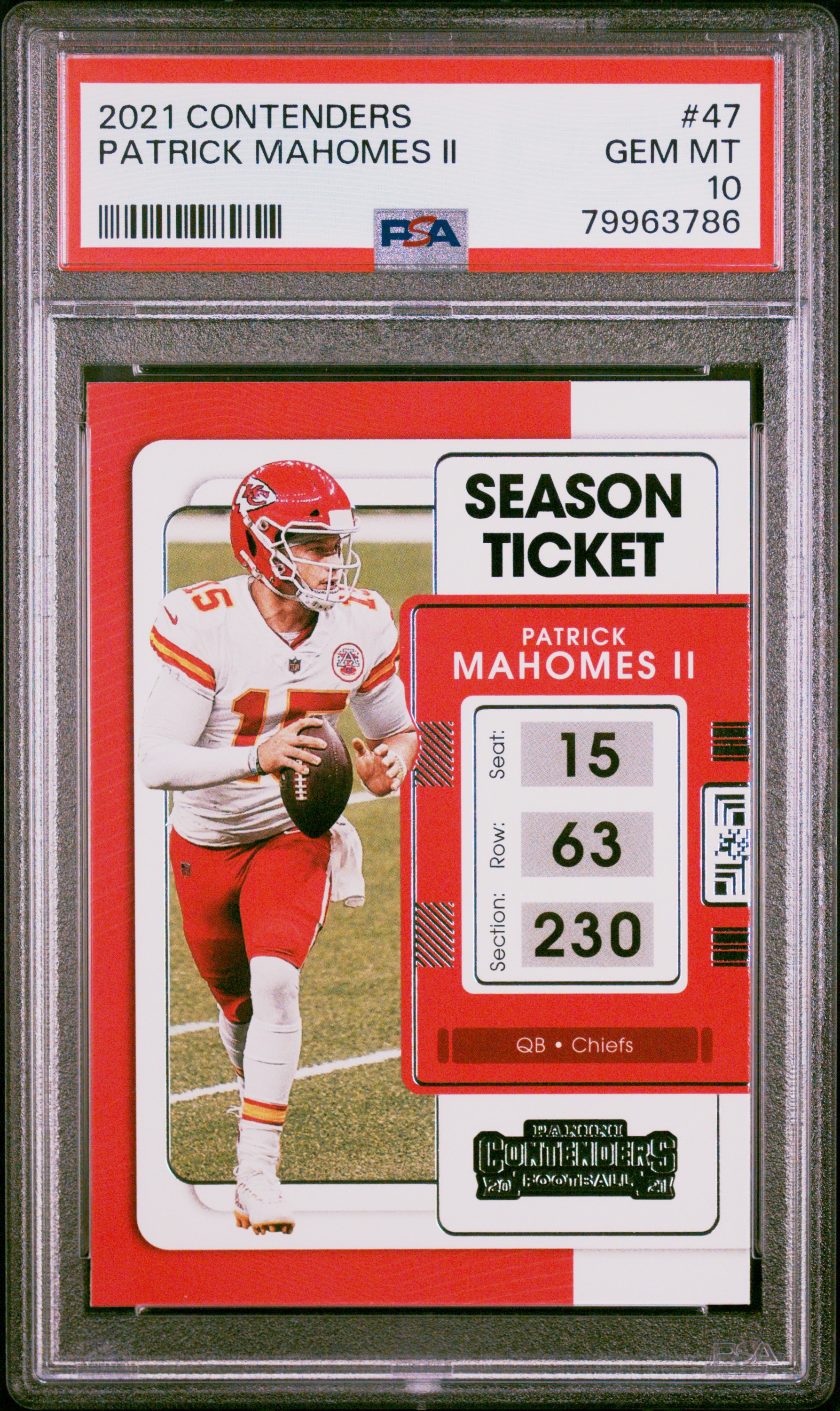 Patrick Mahomes 2021 Panini Contenders Football Card #47 Graded PSA 10