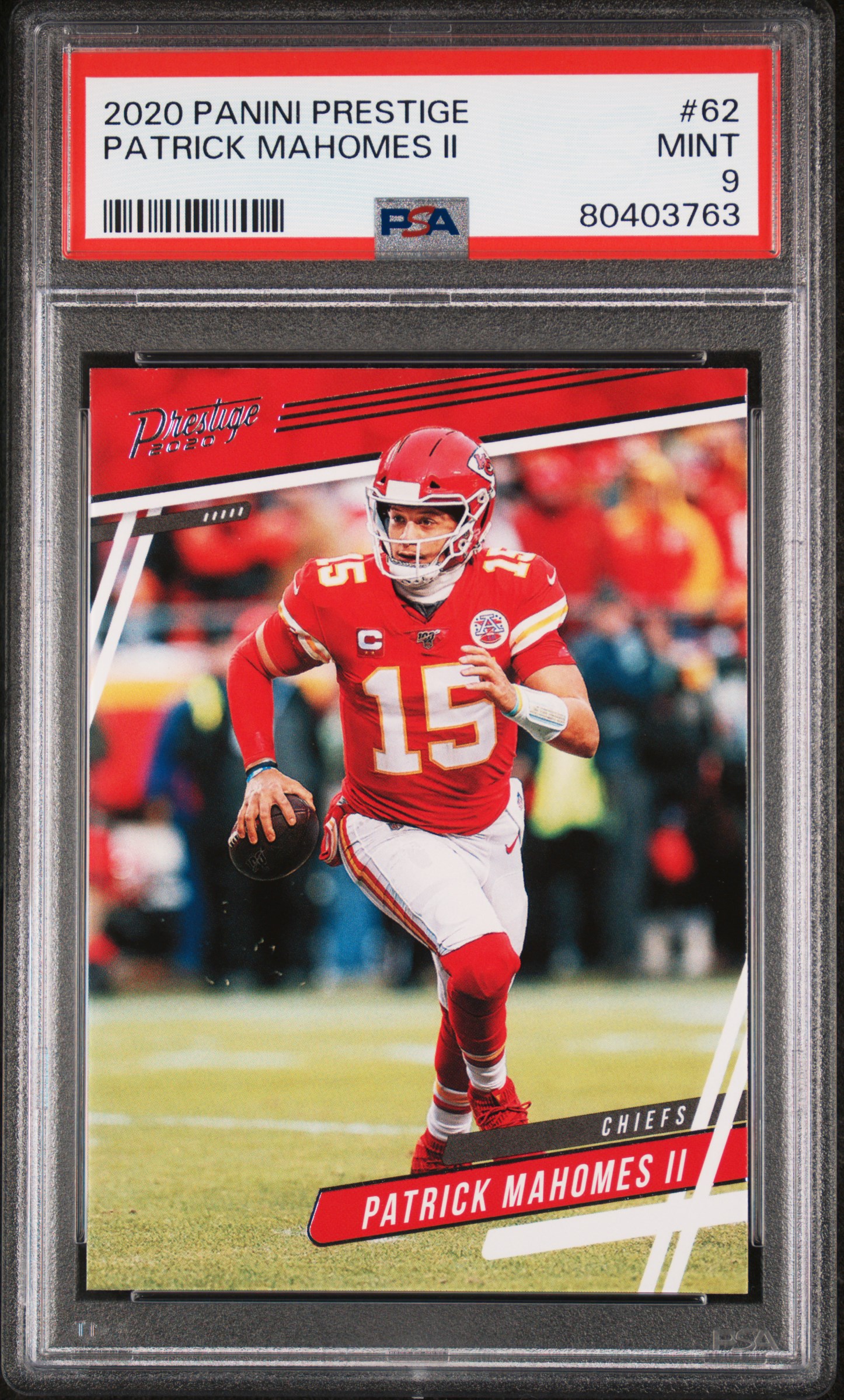 Patrick Mahomes 2020 Panini Prestige Football Card #62 Graded PSA 9