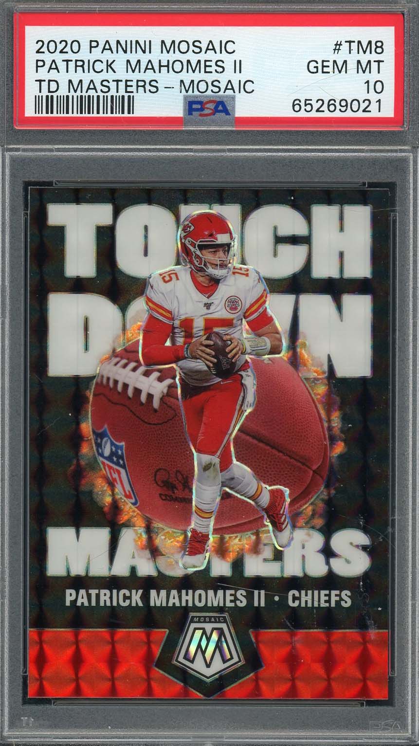 Patrick Mahomes 2020 Panini Mosaic Prizm Touchdown Masters Card #TM8 PSA 10