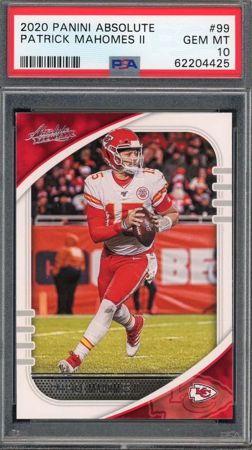 Patrick Mahomes 2020 Panini Absolute Football Card #99 Graded PSA 10