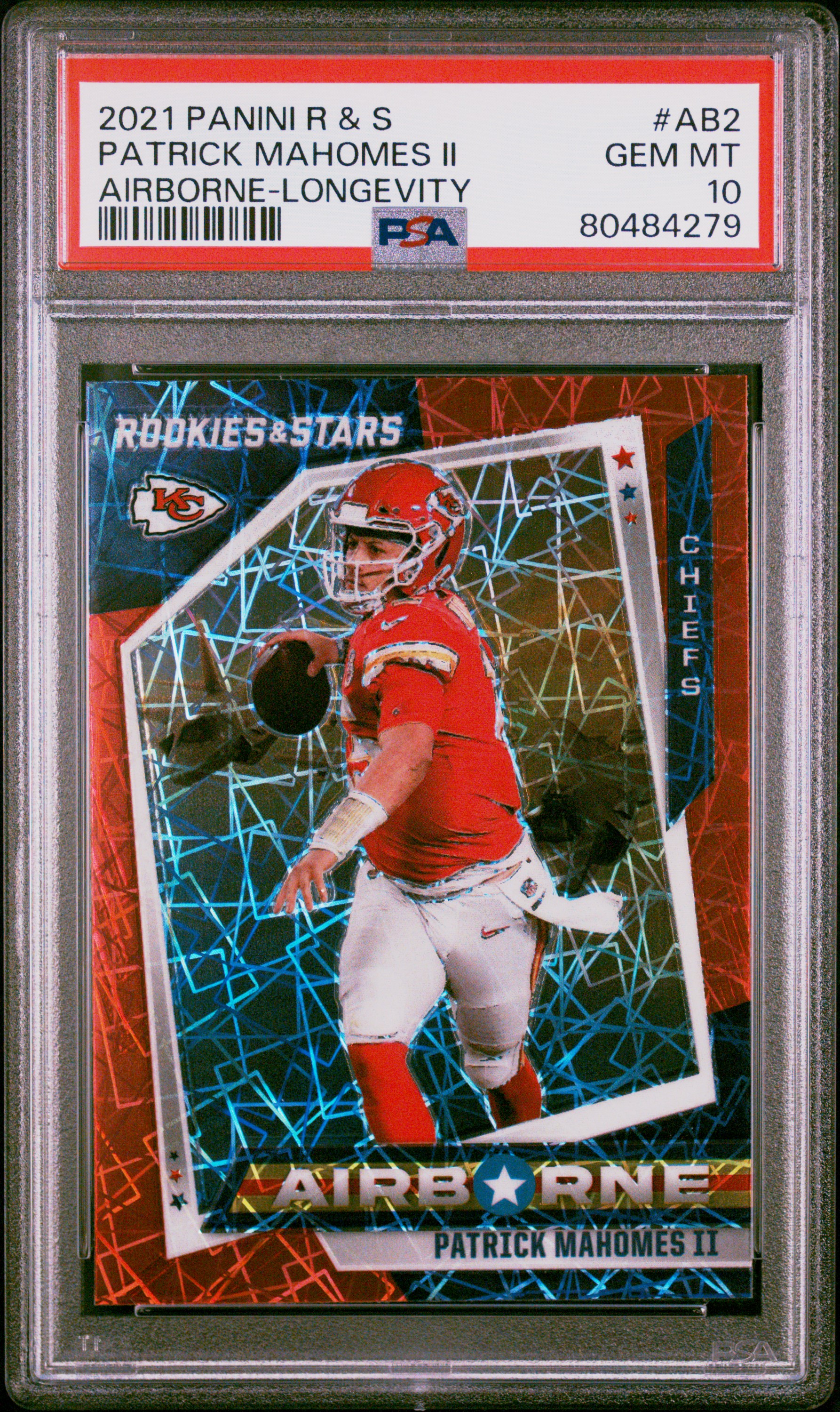 Patrick Mahomes 2021 Panini Rookies & Stars Airborne Card #AB2 Graded PSA 10