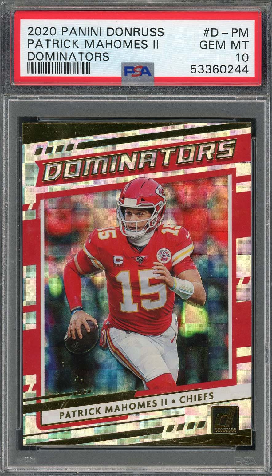 Patrick Mahomes 2020 Panini Donruss Dominators Football Card #D-PM Graded PSA 10