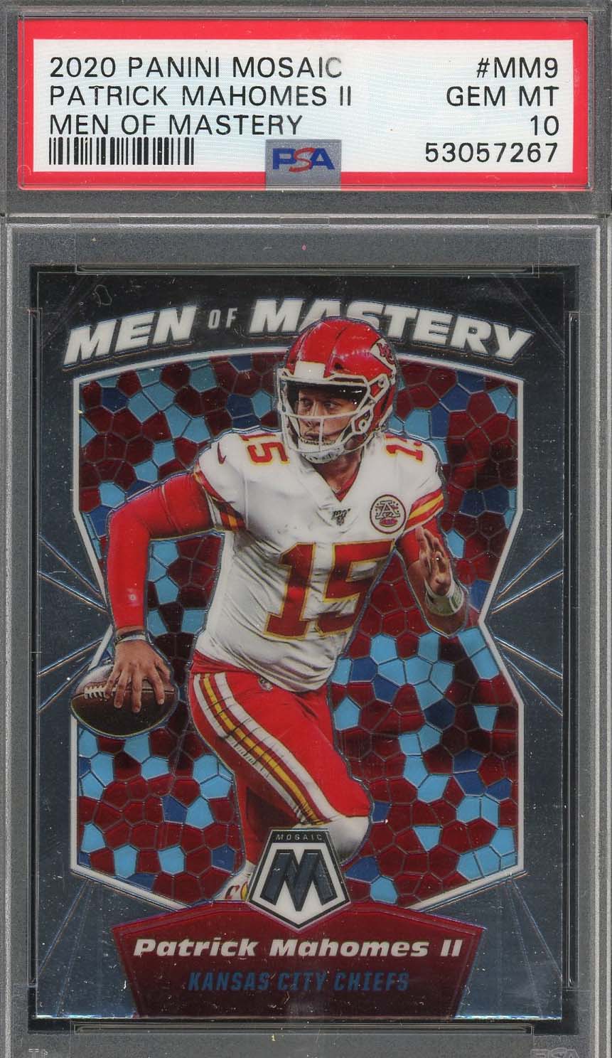 Patrick Mahomes 2020 Panini Mosaic Men Of Mastery Football Card #MM9 PSA 10