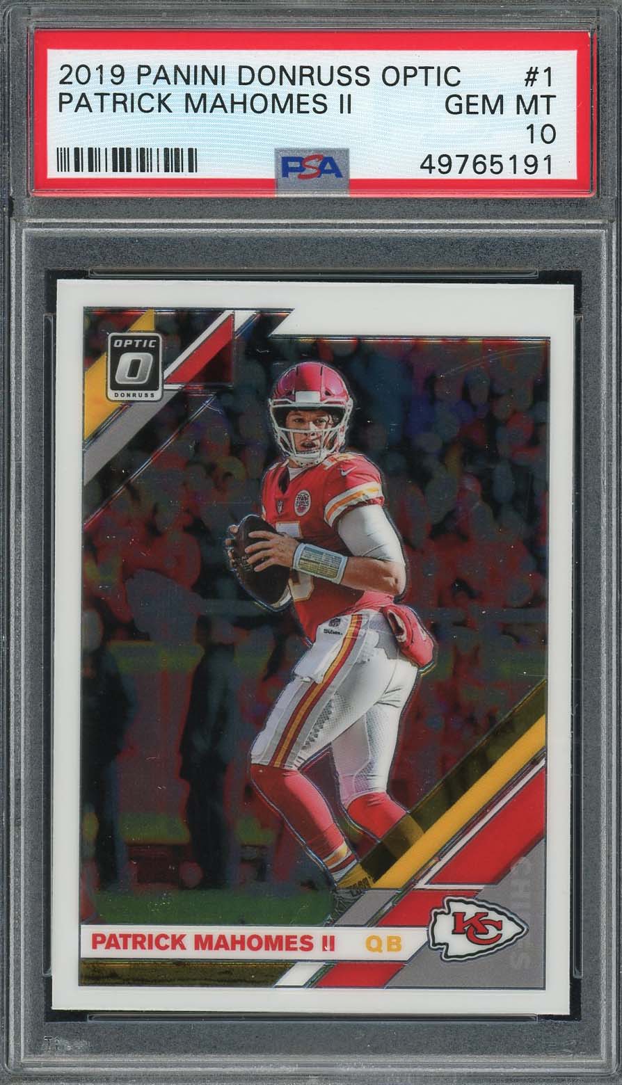 Patrick Mahomes 2019 Panini Donruss Optic Football Card #1 Graded PSA 10