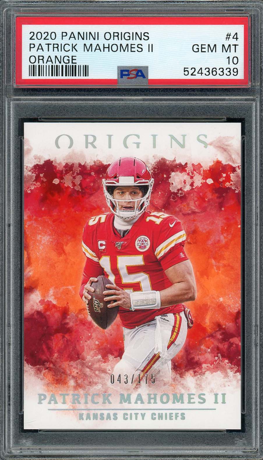 Patrick Mahomes 2020 Panini Origins Orange Football Card #4 PSA 10 /175
