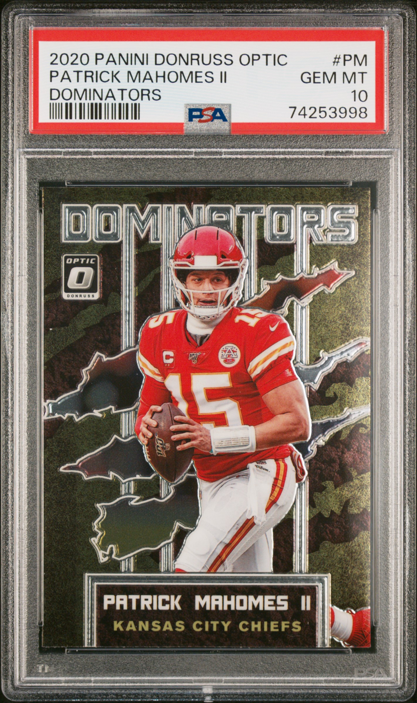 Patrick Mahomes 2020 Panini Donruss Optic Dominators Card #PM Graded PSA 10