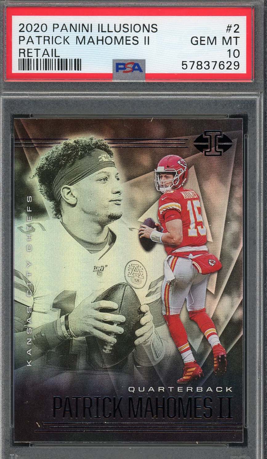 Patrick Mahomes 2020 Panini Illusions Retail Football Card #2 Graded PSA 10