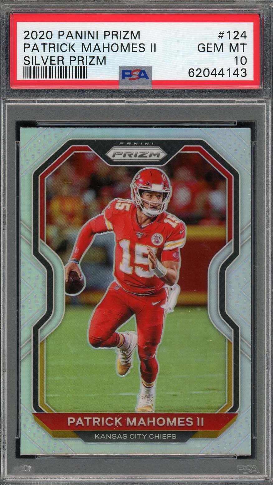 Patrick Mahomes 2020 Panini Prizm Silver Football Card #124 Graded PSA 10 Patrick Mahomes 2020 Panini Prizm Silver Football Card #124 Graded PSA 10