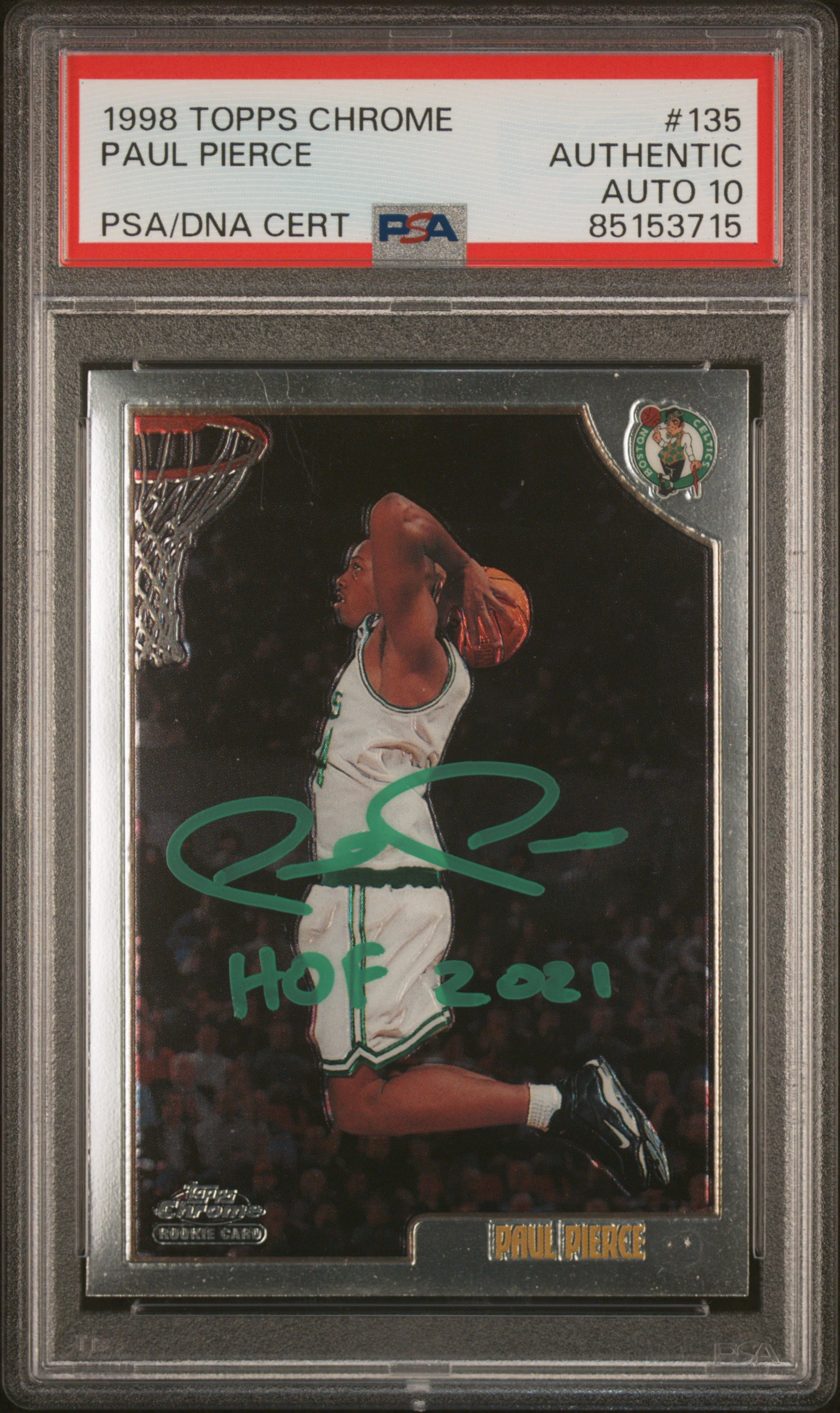 Paul Pierce 1998 Topps Chrome Signed Rookie Card #135 Auto Graded PSA 10 5153715