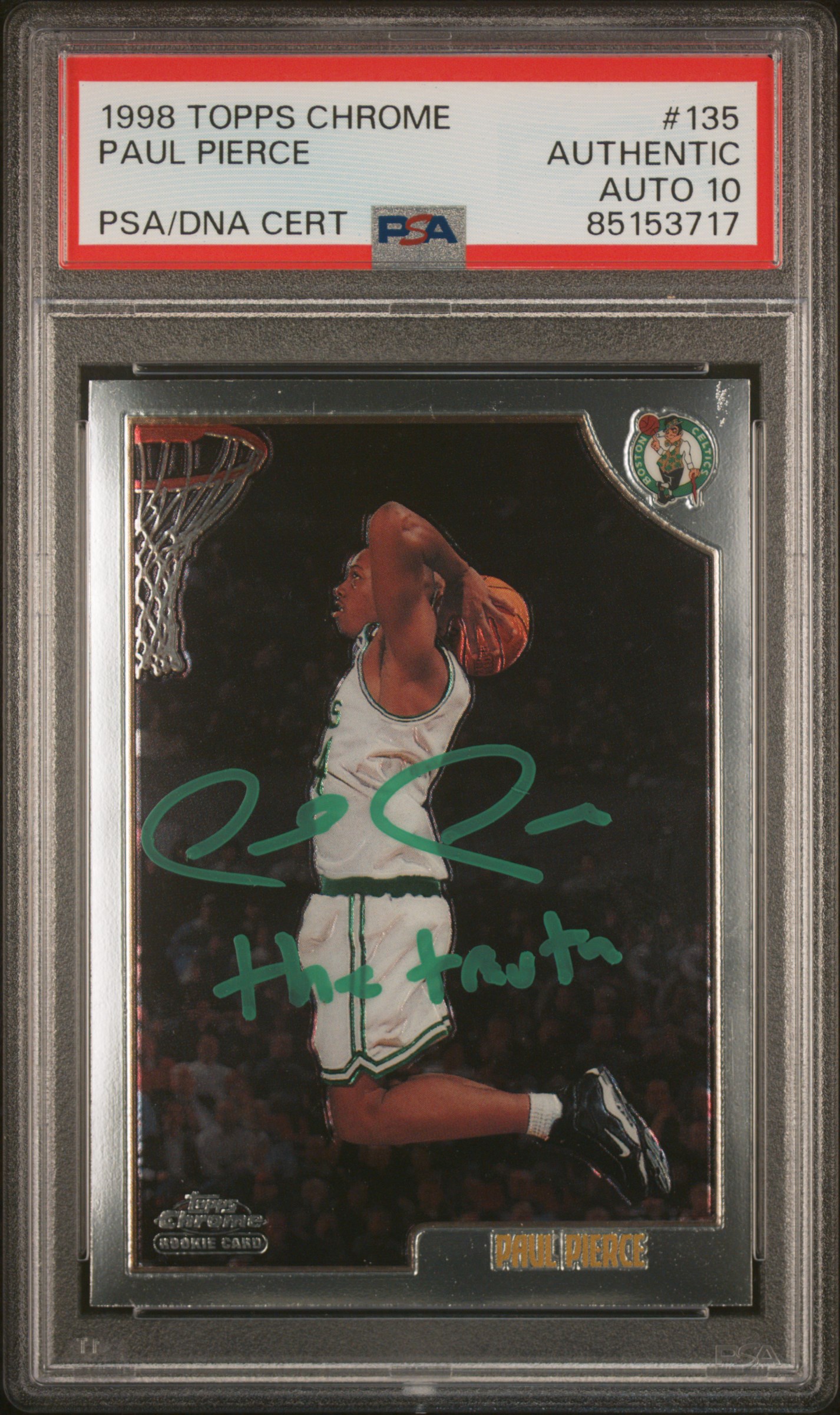 Paul Pierce 1998 Topps Chrome Signed Rookie Card #135 Auto Graded PSA 10 5153716