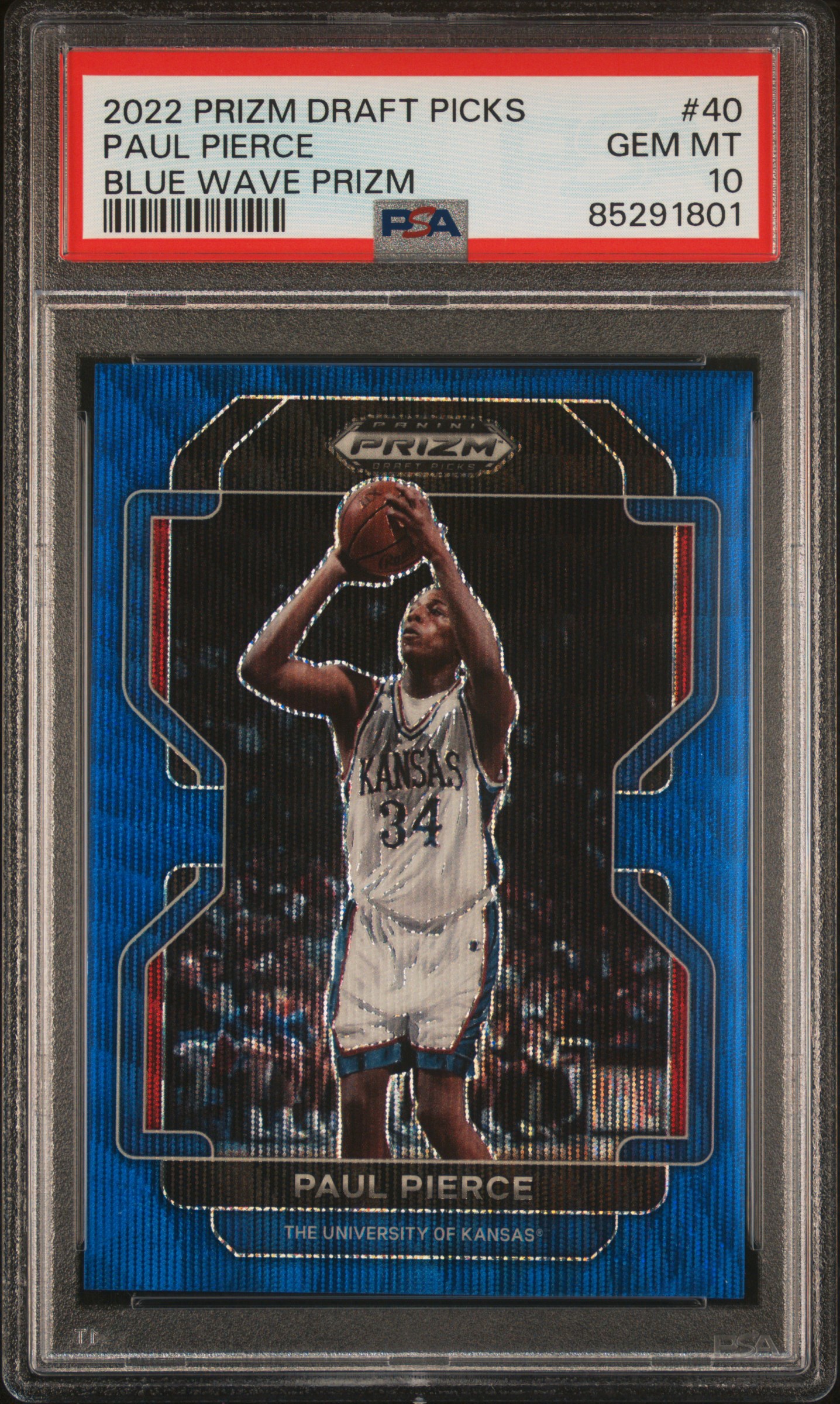 Paul Pierce 2022 Panini Prizm Blue Wave Basketball Card 40 Graded PSA 10 133/249