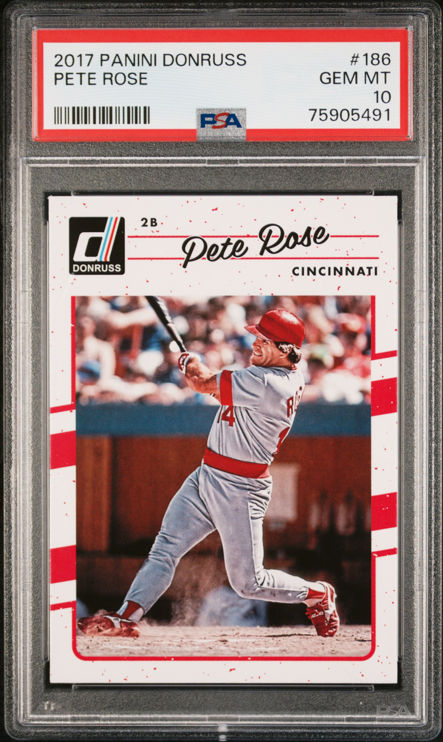 Pete Rose 2017 Panini Donruss Baseball Card #186 Graded PSA 10