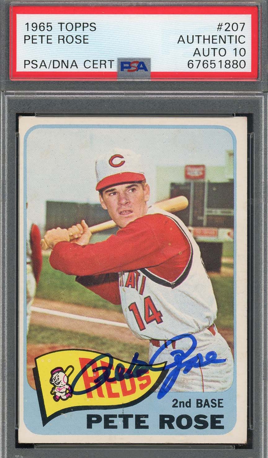 Pete Rose 1965 Topps Baseball Signed Card #207 Auto PSA 10 67651880
