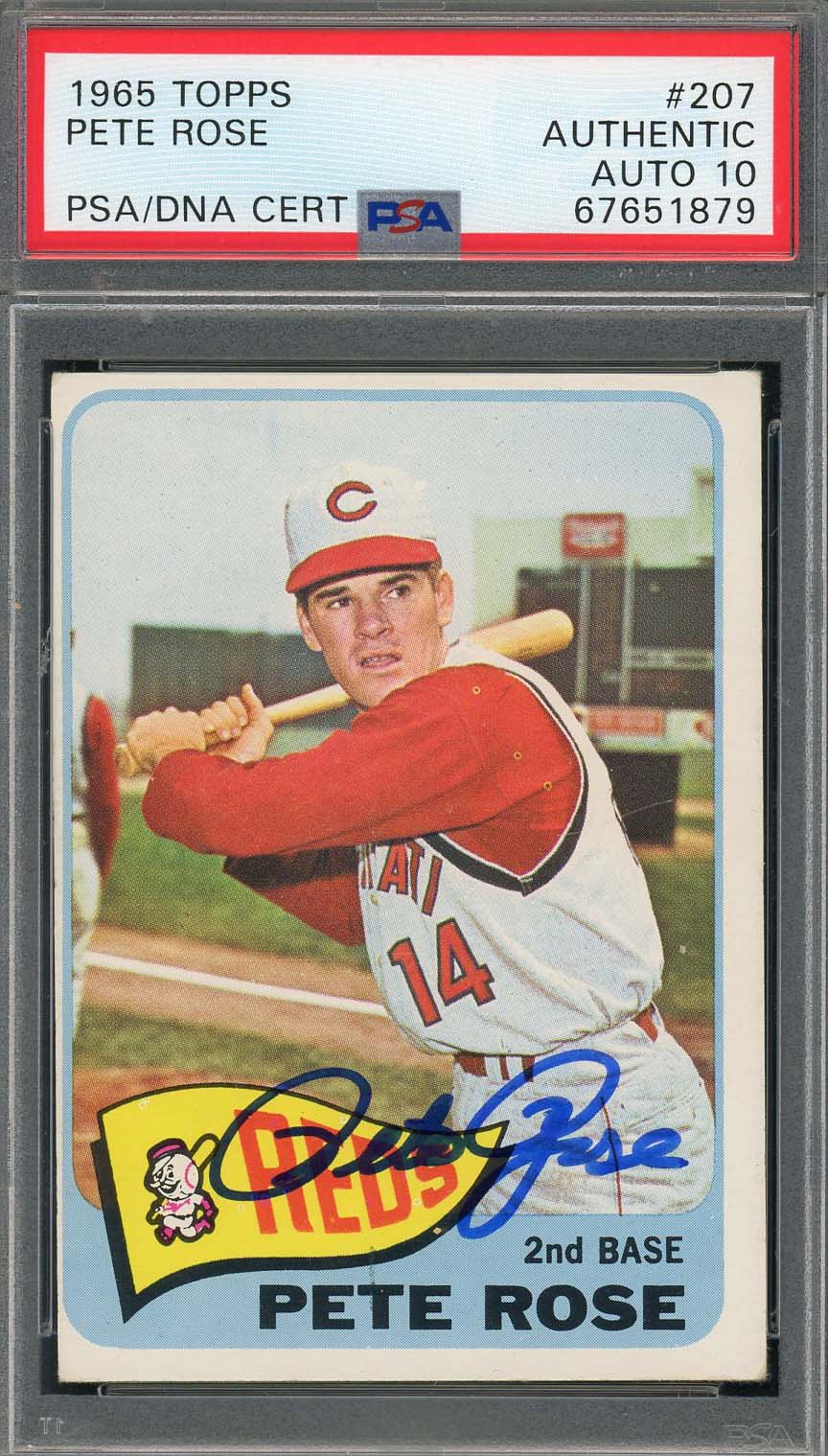 Pete Rose 1965 Topps Baseball Signed Card #207 Auto PSA 10 67651879
