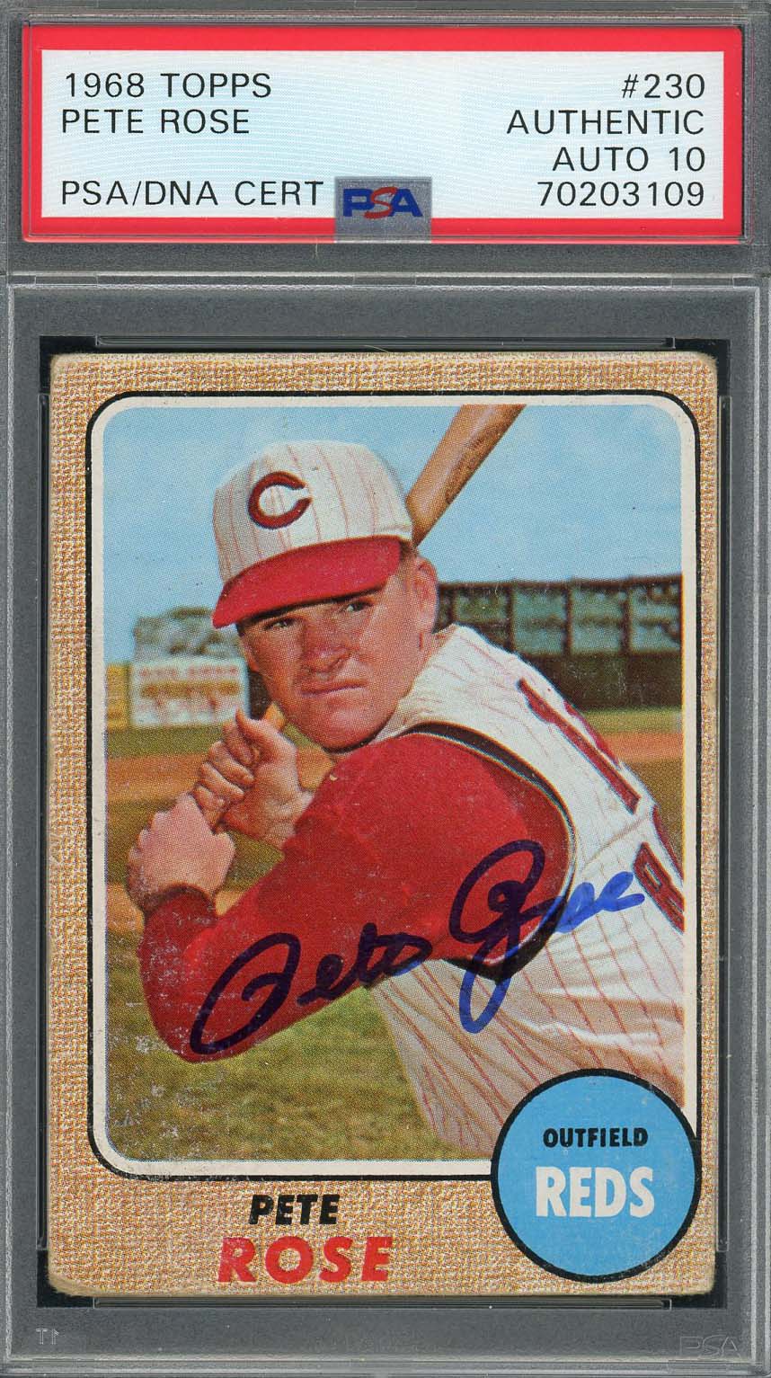 Pete Rose 1968 Topps Signed Baseball Card #230 Auto Graded PSA 10 70203109