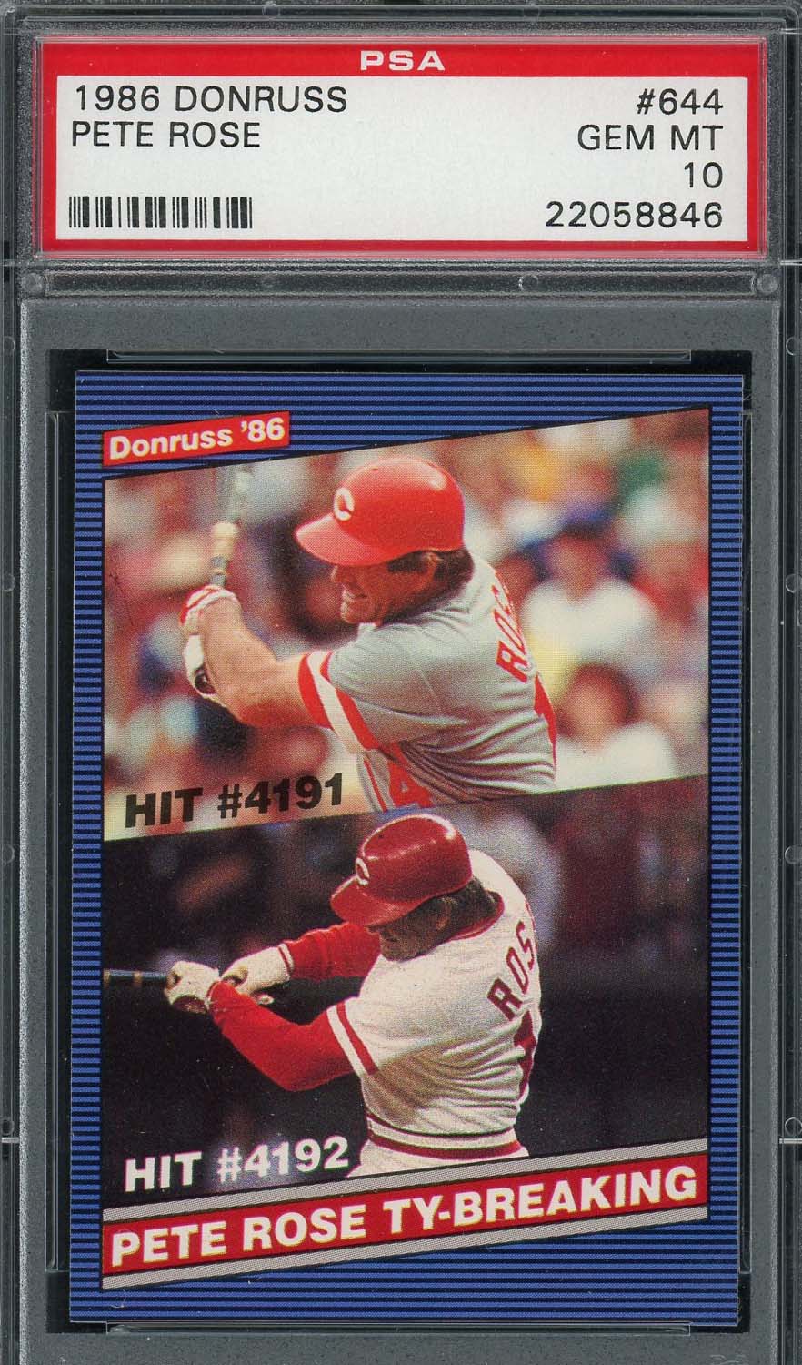 Pete Rose 1986 Donruss Baseball Card #644 Graded PSA 10