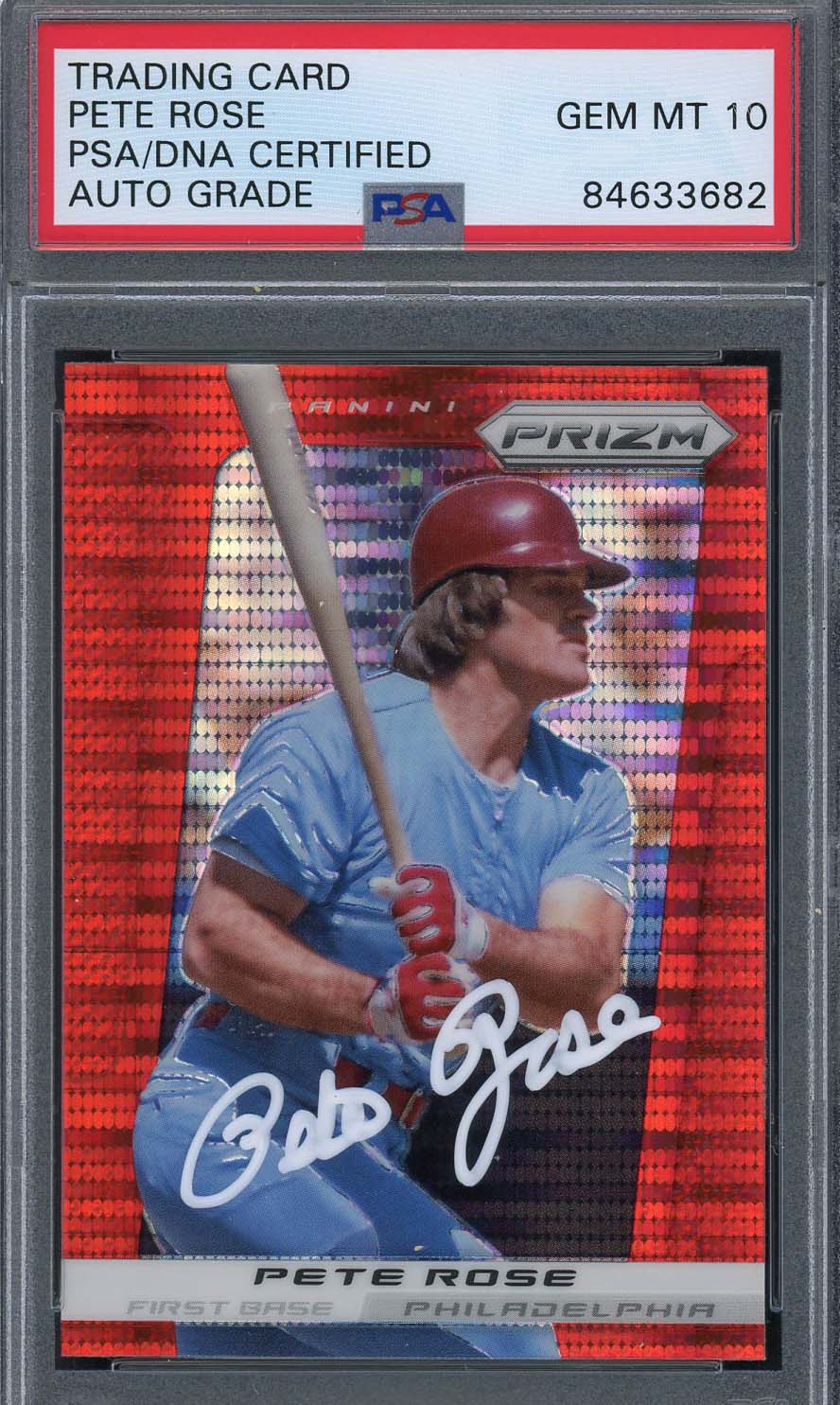 Pete Rose Autographed 2013 Panini Red Pulsar Prizm Signed Card #194 PSA Auto 10