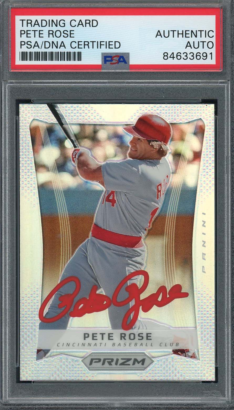 Pete Rose Autographed 2012 Panini Silver Prizm Signed Card #145 PSA Auto