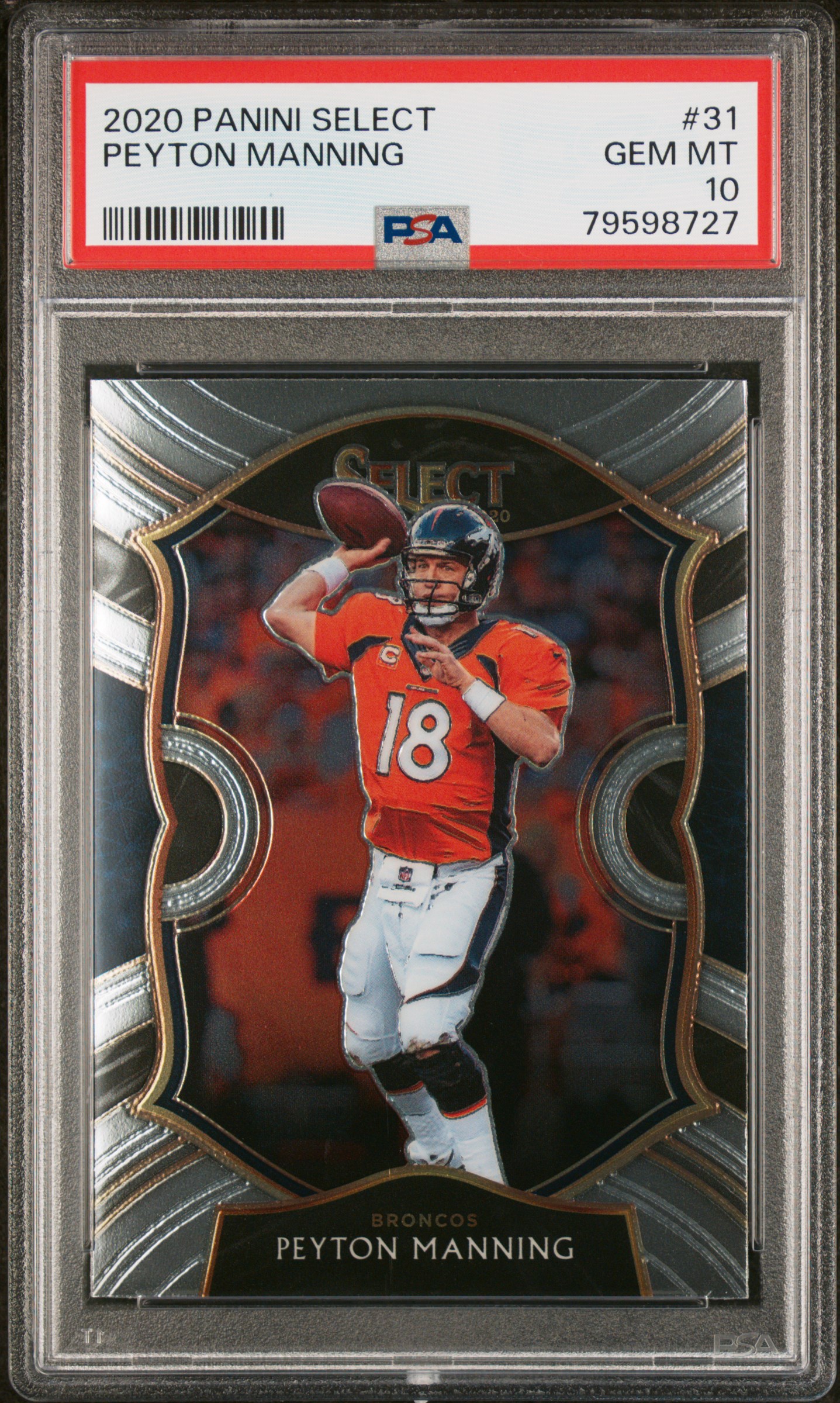 Peyton Manning 2020 Panini Select Football Card #31 Graded PSA 10
