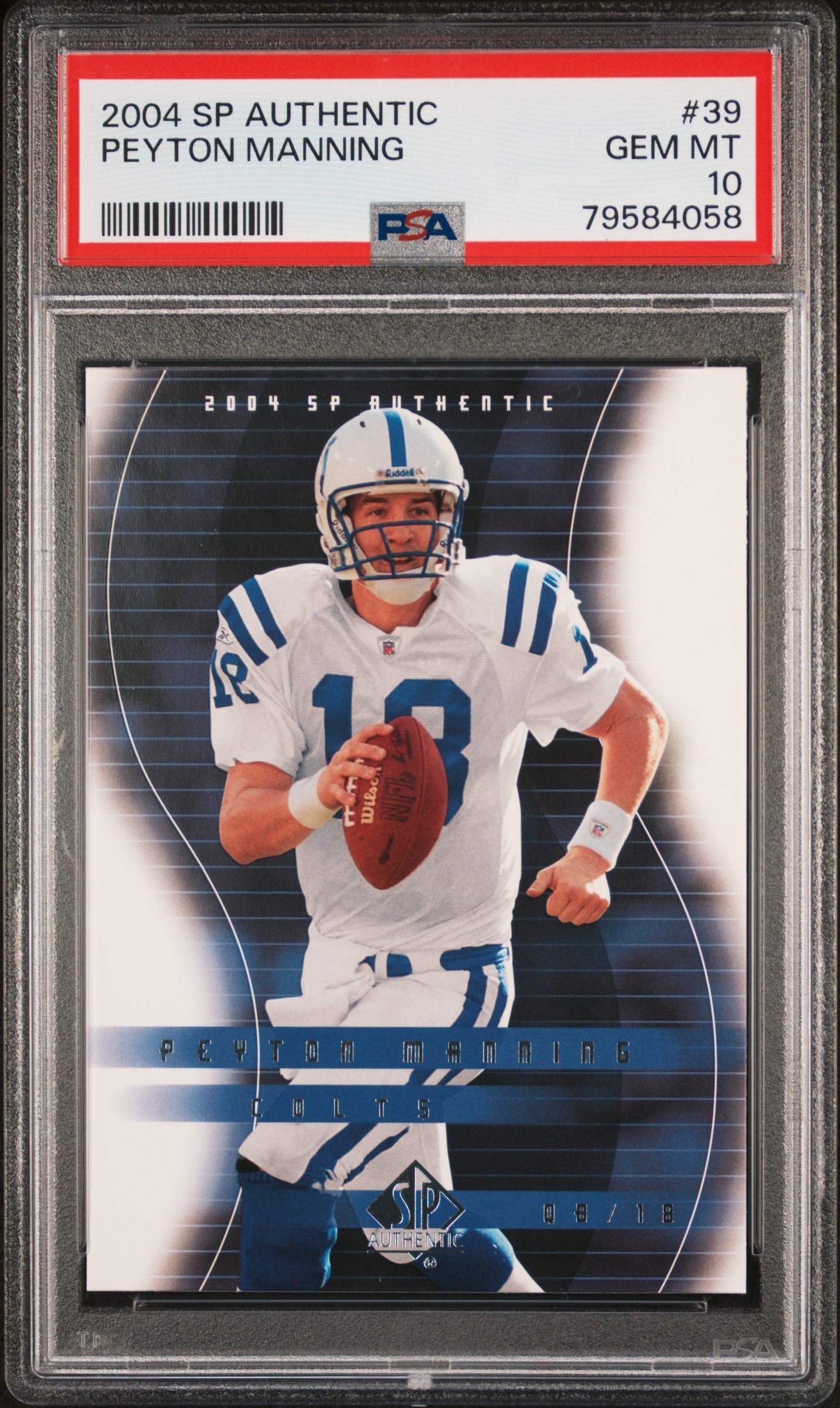 Peyton Manning 2004 Upper SP Authentic Football Card #39 Graded PSA 10