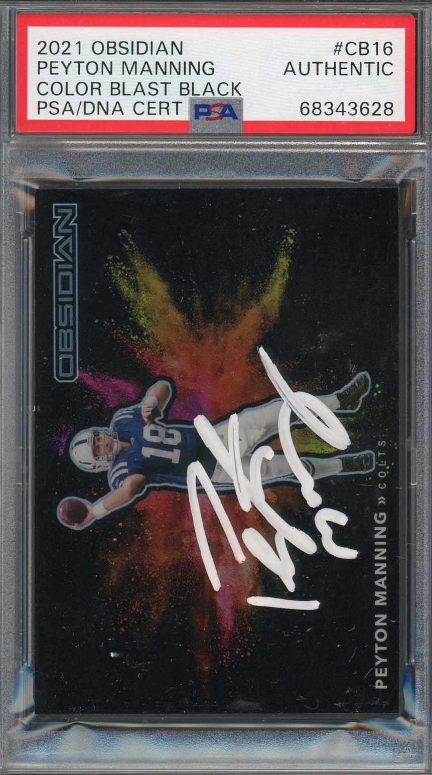 Peyton Manning 2021 Obsidian Color Blast Black Signed Card #CB16 Auto PSA 343628 Peyton Manning 2021 Obsidian Color Blast Black Signed Card #CB16 Auto PSA 343628