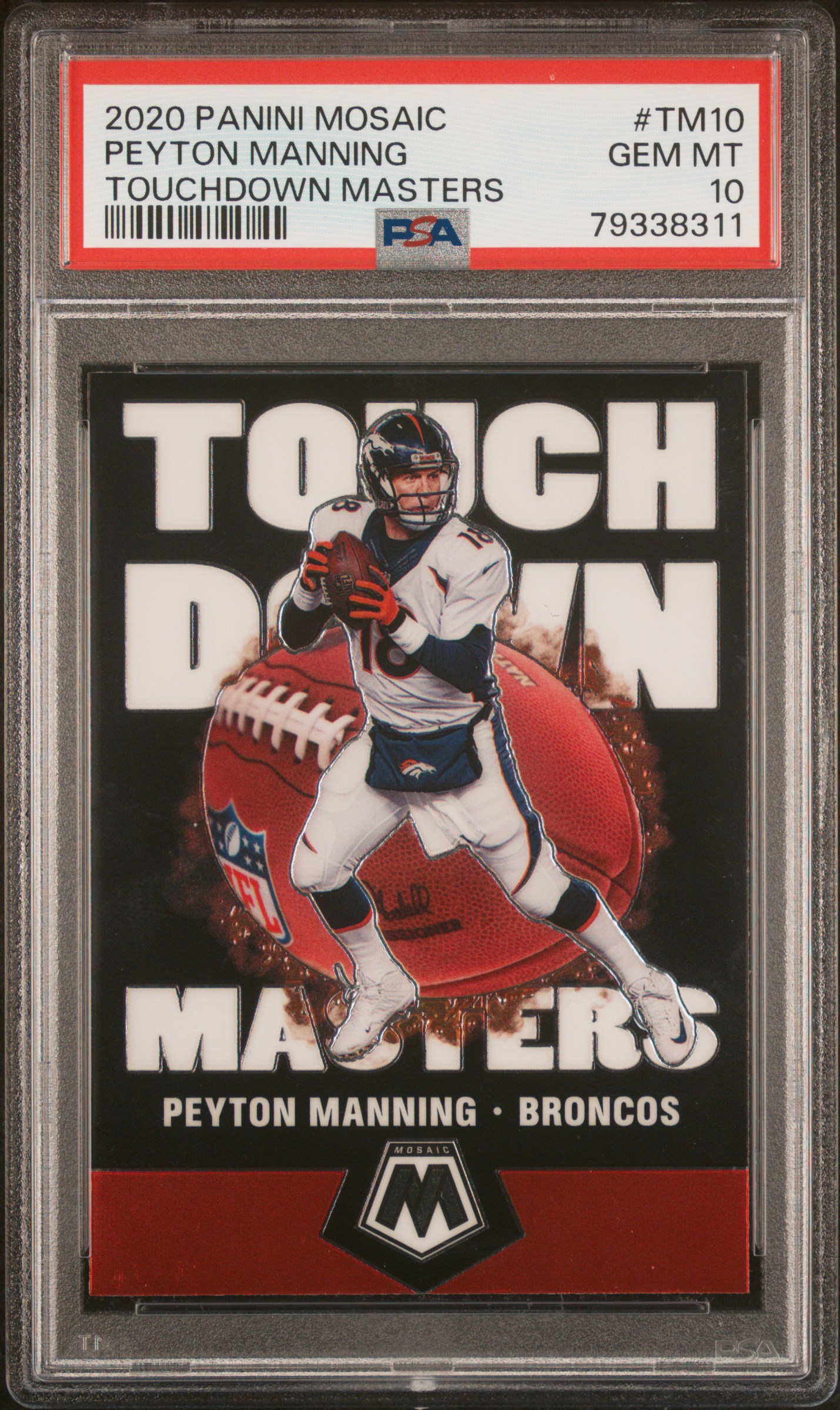 Peyton Manning 2020 Panini Mosaic Touchdown Masters Card #TM10 Graded PSA 10