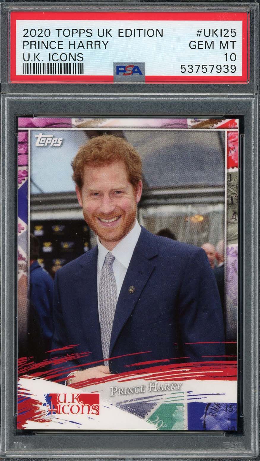 Prince Harry 2020 Topps UK Edition UK Icons Card #UKI25 Graded PSA 10