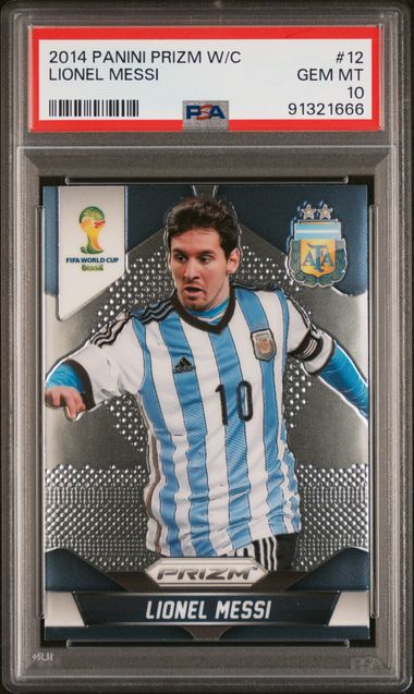 Lionel Messi 2014 Panini Prizm World Cup Soccer Card #12 Graded PSA 10 Lionel Messi 2014 Panini Prizm World Cup Soccer Card #12 Graded PSA 10
