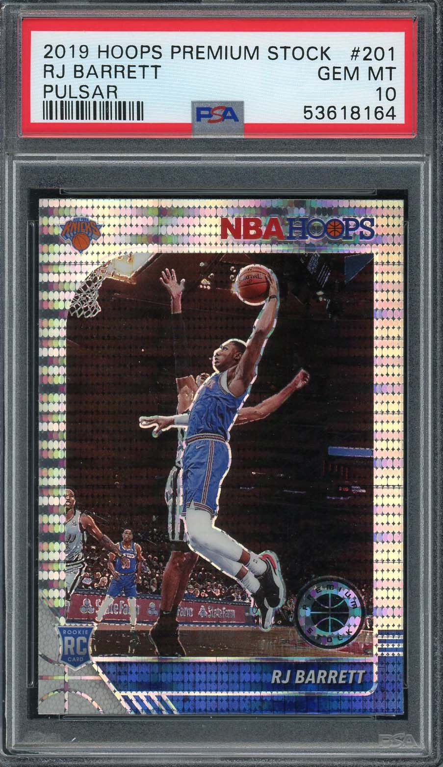 RJ Barrett 2019 Panini Hoops Premium Stock Pulsar Rookie Card RC #201 PSA 10 RJ Barrett 2019 Panini Hoops Premium Stock Pulsar Rookie Card RC #201 PSA 10