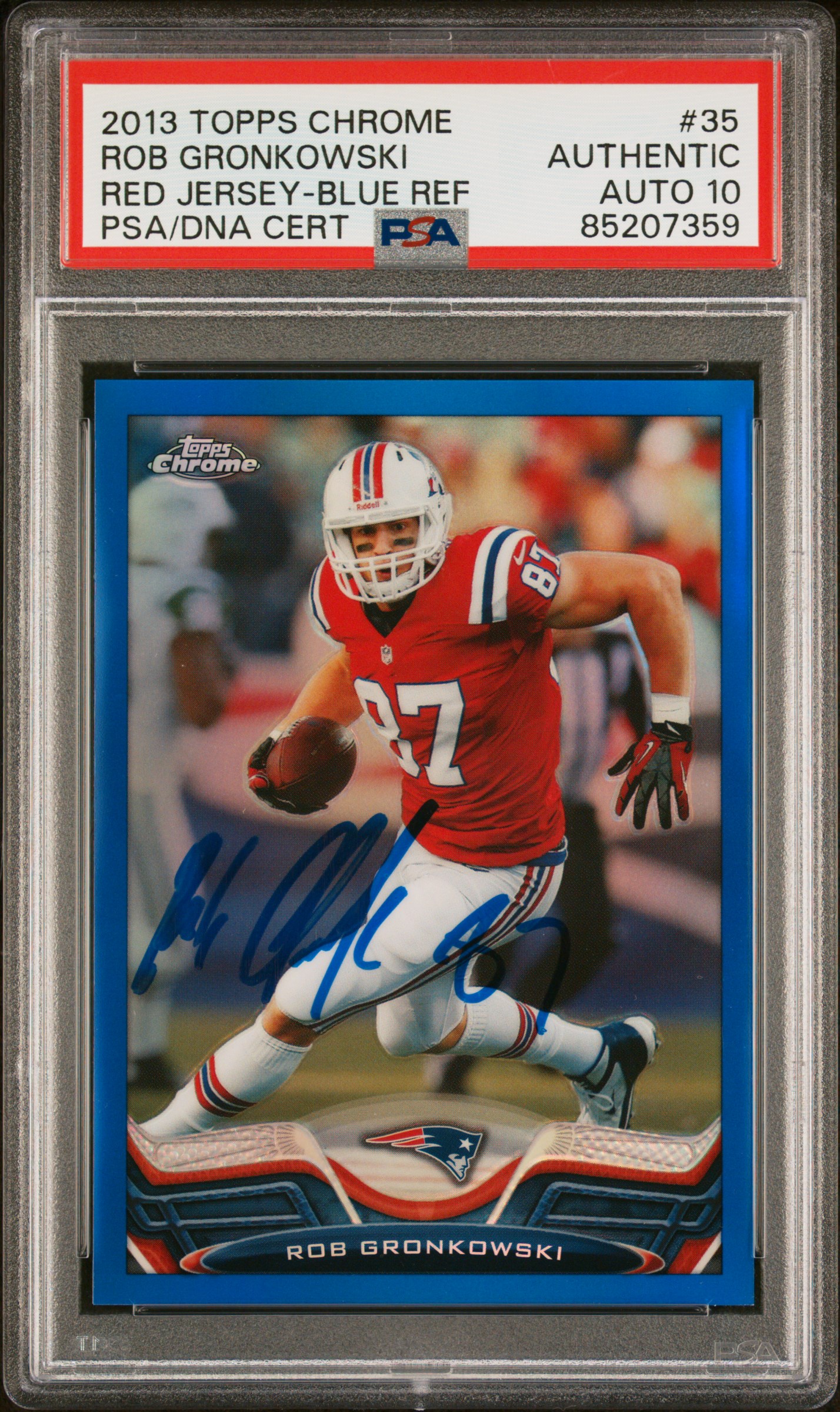 Rob Gronkowski 2013 Topps Chrome Blue Refractor Card #35 Auto PSA 10 124/199