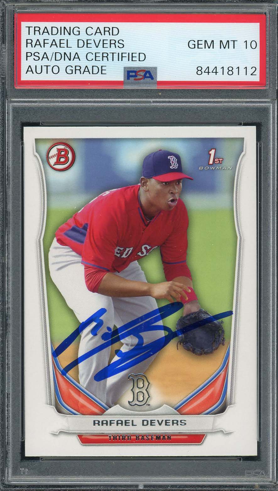 Rafael Devers Autographed 2014 1st Bowman Signed Rookie Card #TP-37 PSA DNA 10
