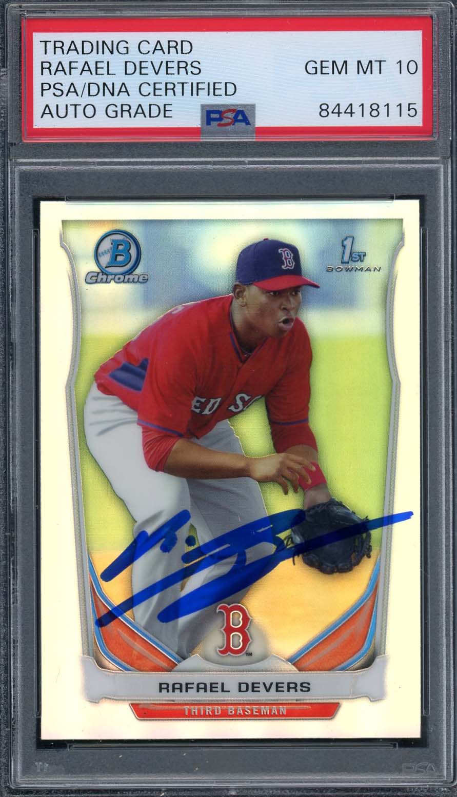 Rafael Devers Autographed 2014 Bowman Chrome Refractor Rookie Card PSA DNA 10