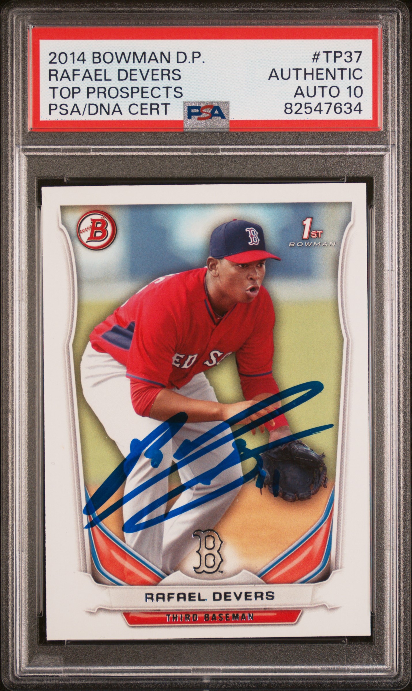 Rafael Devers 2014 Bowman Signed Baseball Rookie Card #TP37 Auto PSA 10 82547634