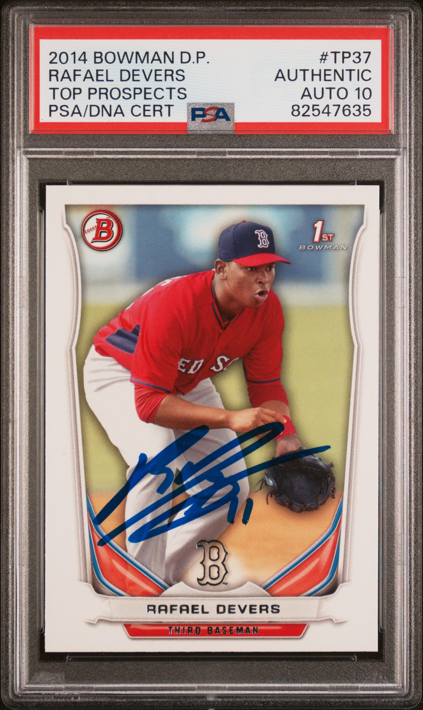 Rafael Devers 2014 Bowman Signed Baseball Rookie Card #TP37 Auto PSA 10 82547635