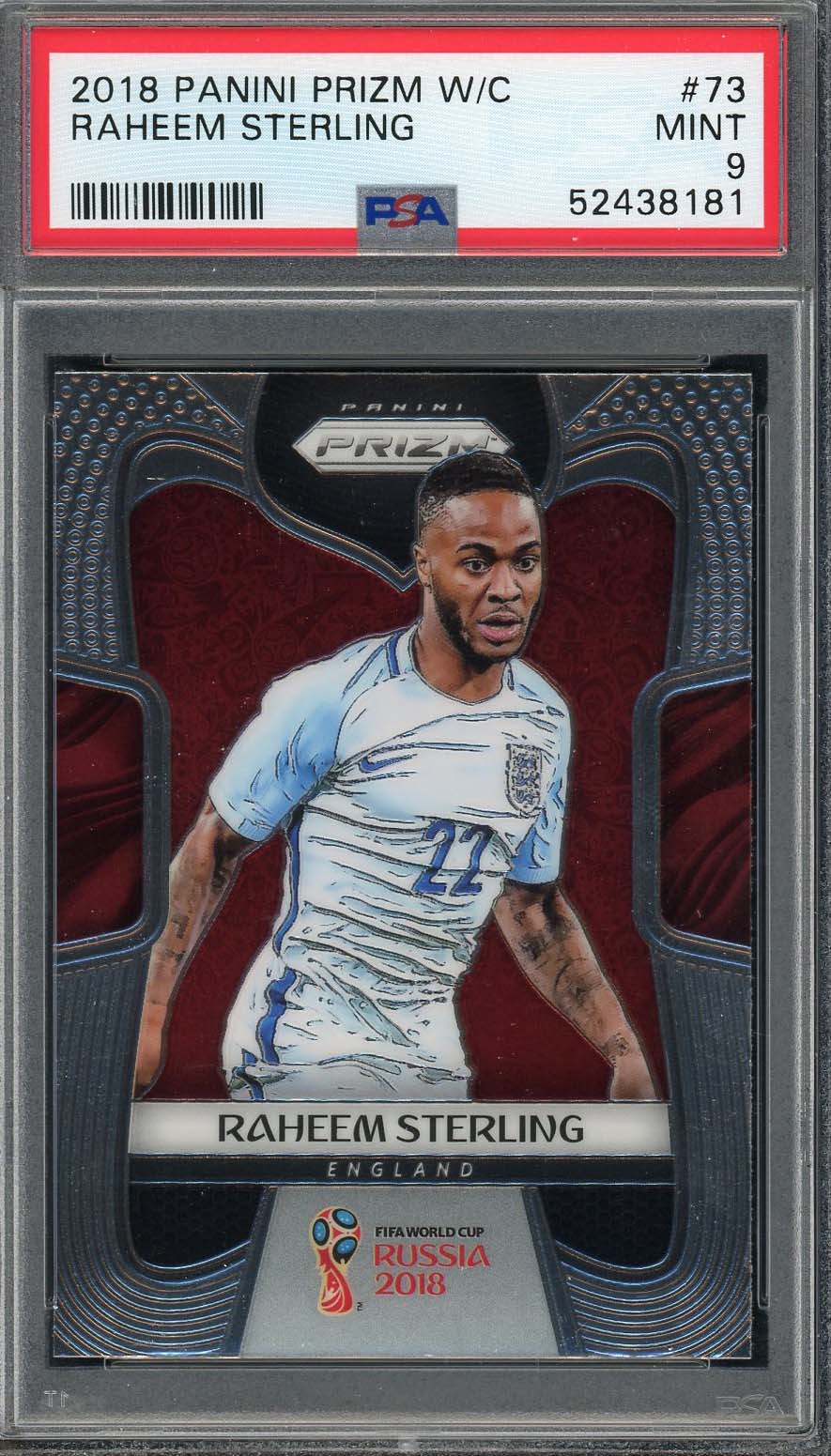 Raheem Sterling 2018 Panini Prizm World Cup Soccer Card #73 Graded PSA 9