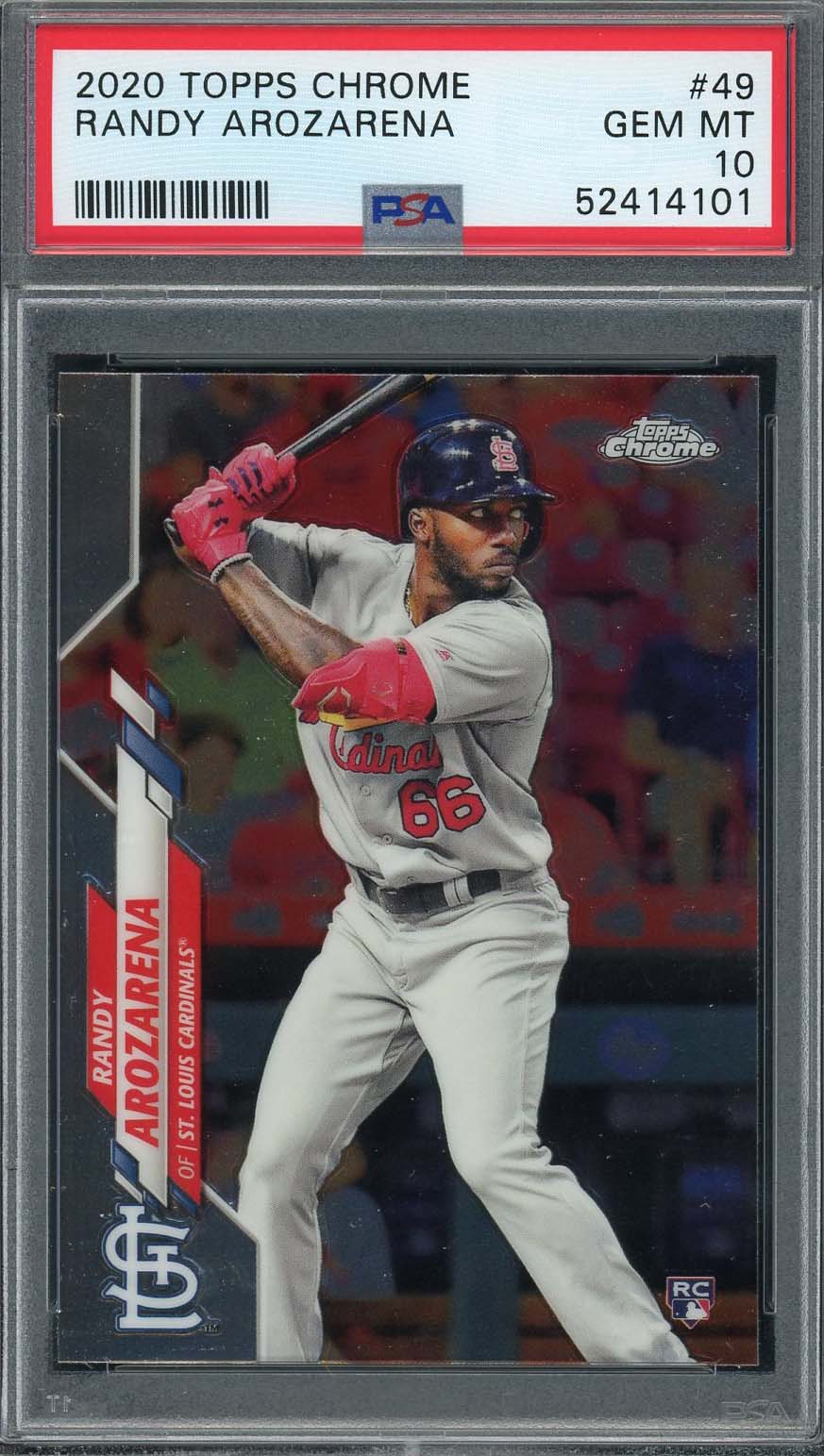 Randy Arozarena 2020 Topps Chrome Baseball Rookie Card #49 Graded PSA 10