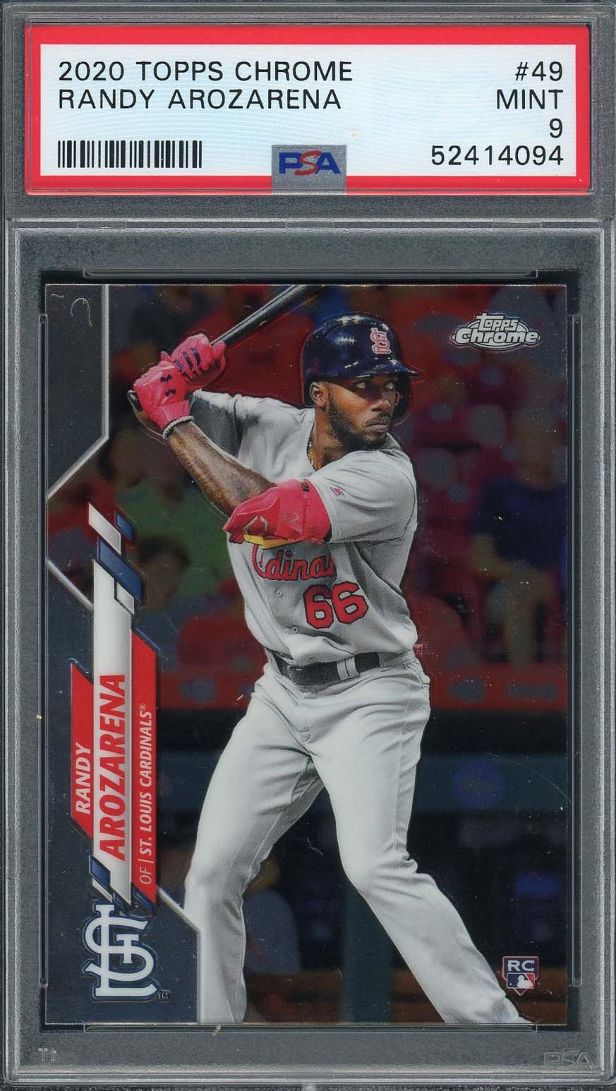 Randy Arozarena 2020 Topps Chrome Baseball Rookie Card #49 Graded PSA 9